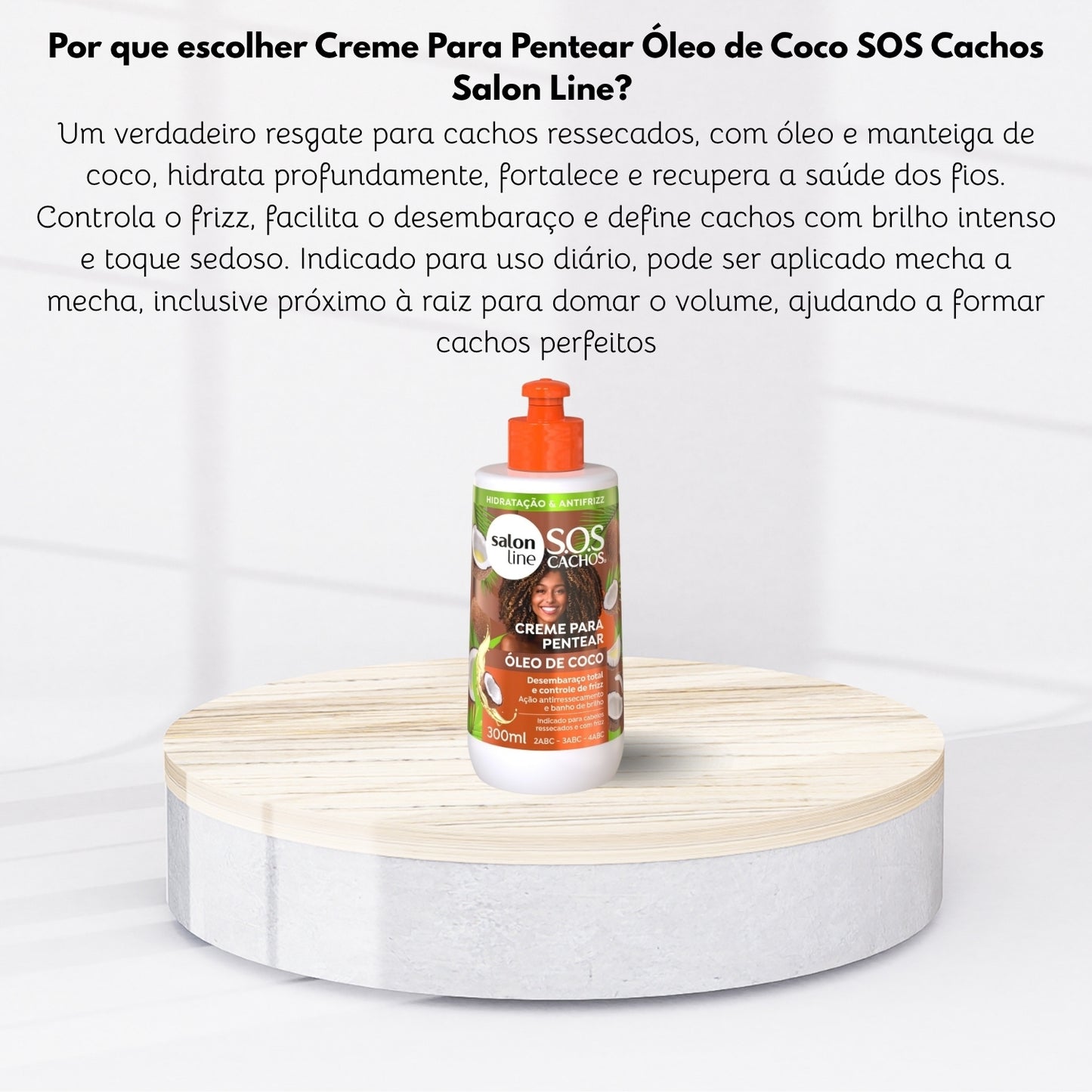 Creme de Pentear Salon Line S.O.S Cachos Oleo de Coco para Cabelo Cacheado 300 ml
