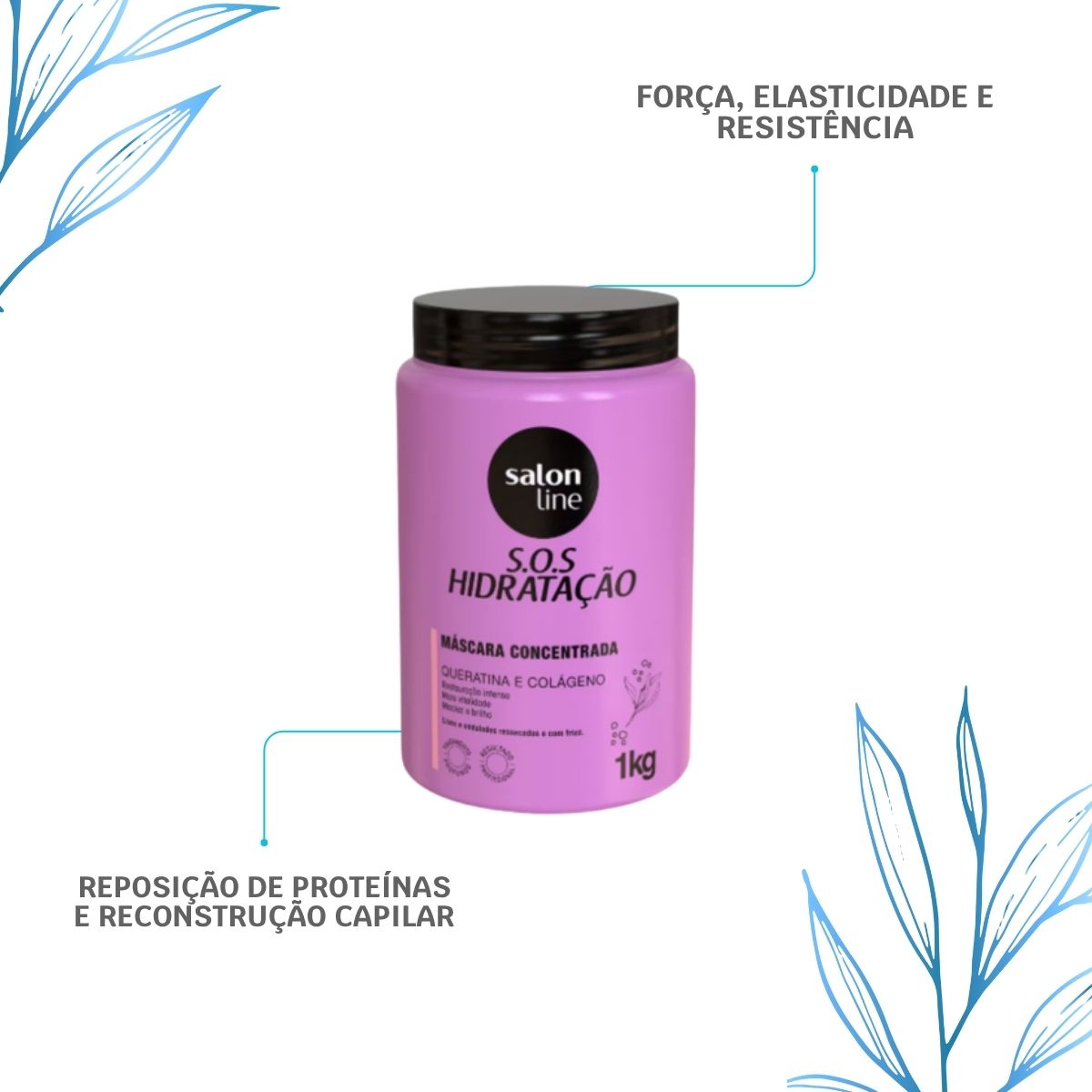 Máscara Salon Line S.O.S Máscara de Hidratação Queratina e Colágeno 1 Kg