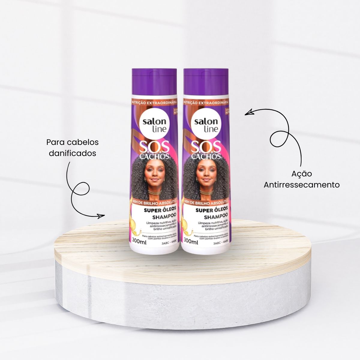 Kit Salon Line S.O.S Cachos Super Oleos 2 Shampoo para Cabelo Cacheado 300 ml