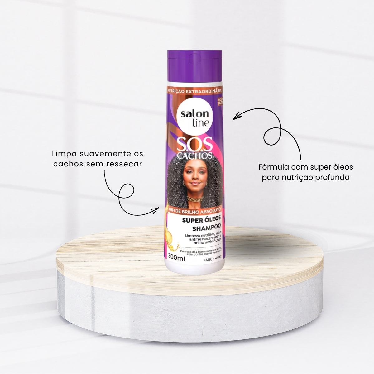 Kit Salon Line S.O.S Cachos Super Oleos 3 Shampoo para Cabelo Cacheado 300 ml