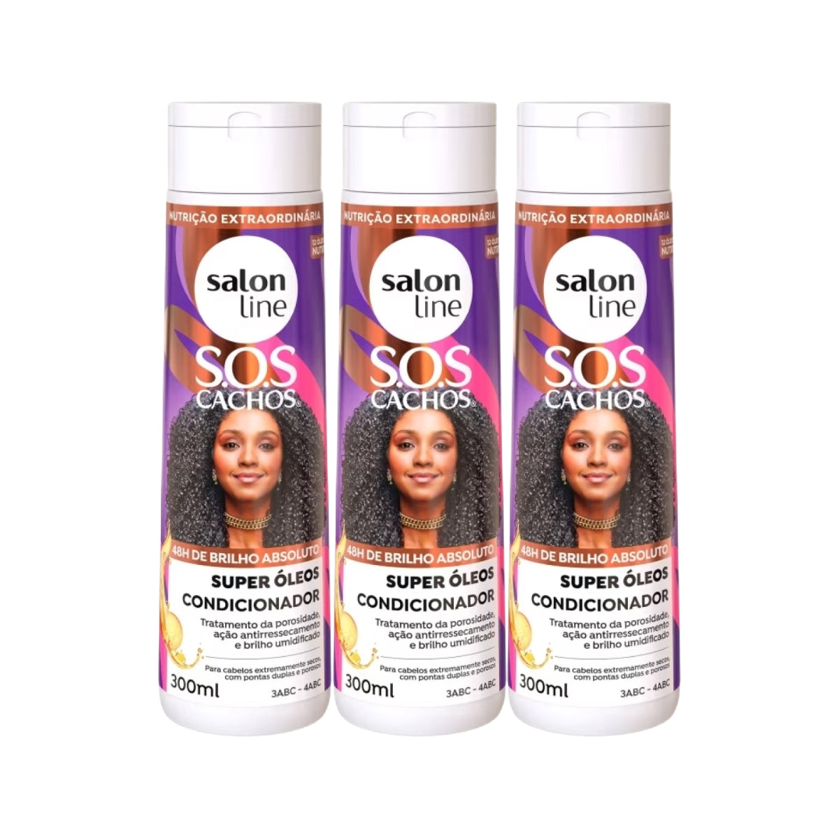 Kit Salon Line S.O.S Cachos Super Oleos 3 Condicionador para Cabelo Cacheado 300 ml