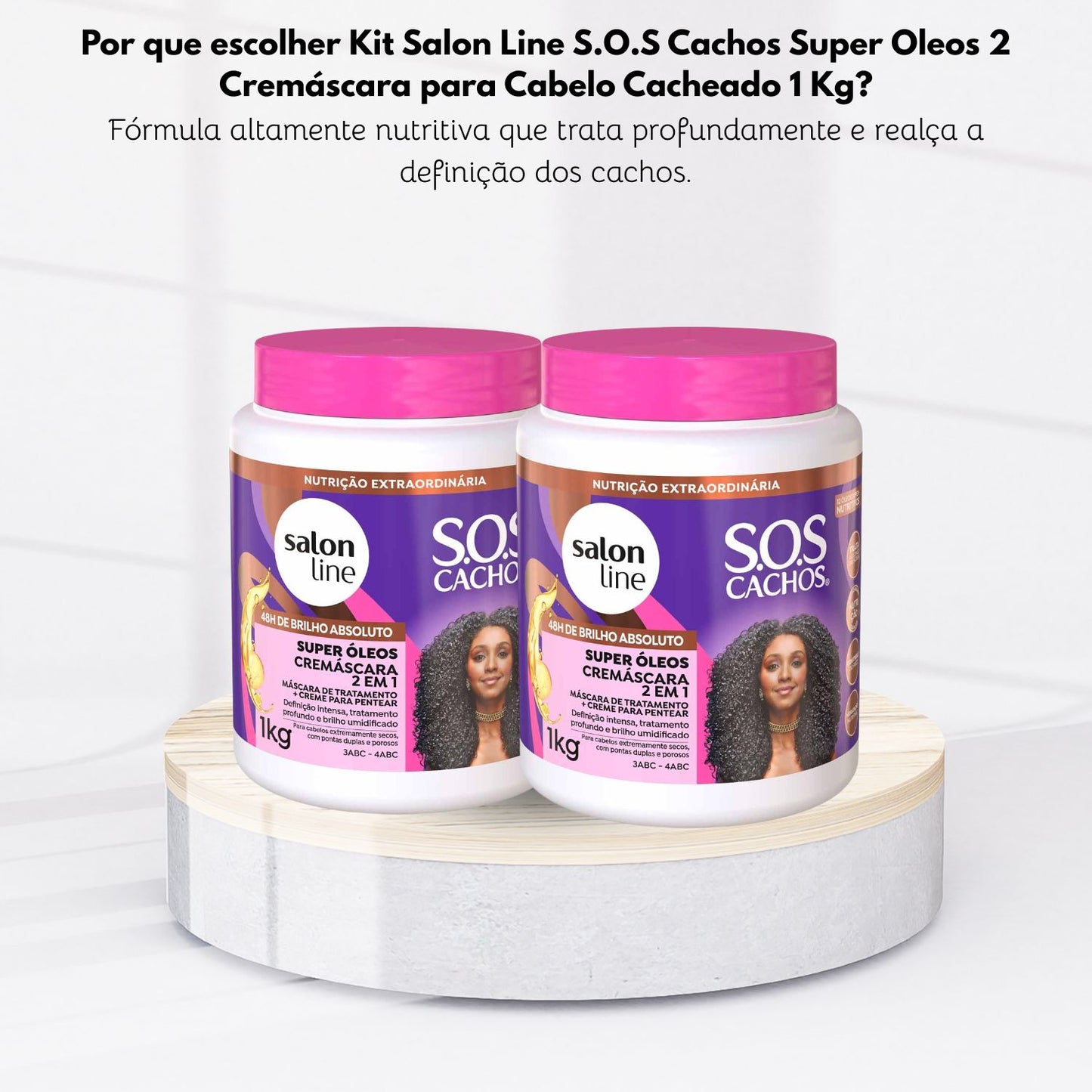 Kit Salon Line S.O.S Cachos Super Oleos 2 Cremáscara para Cabelo Cacheado 1 Kg