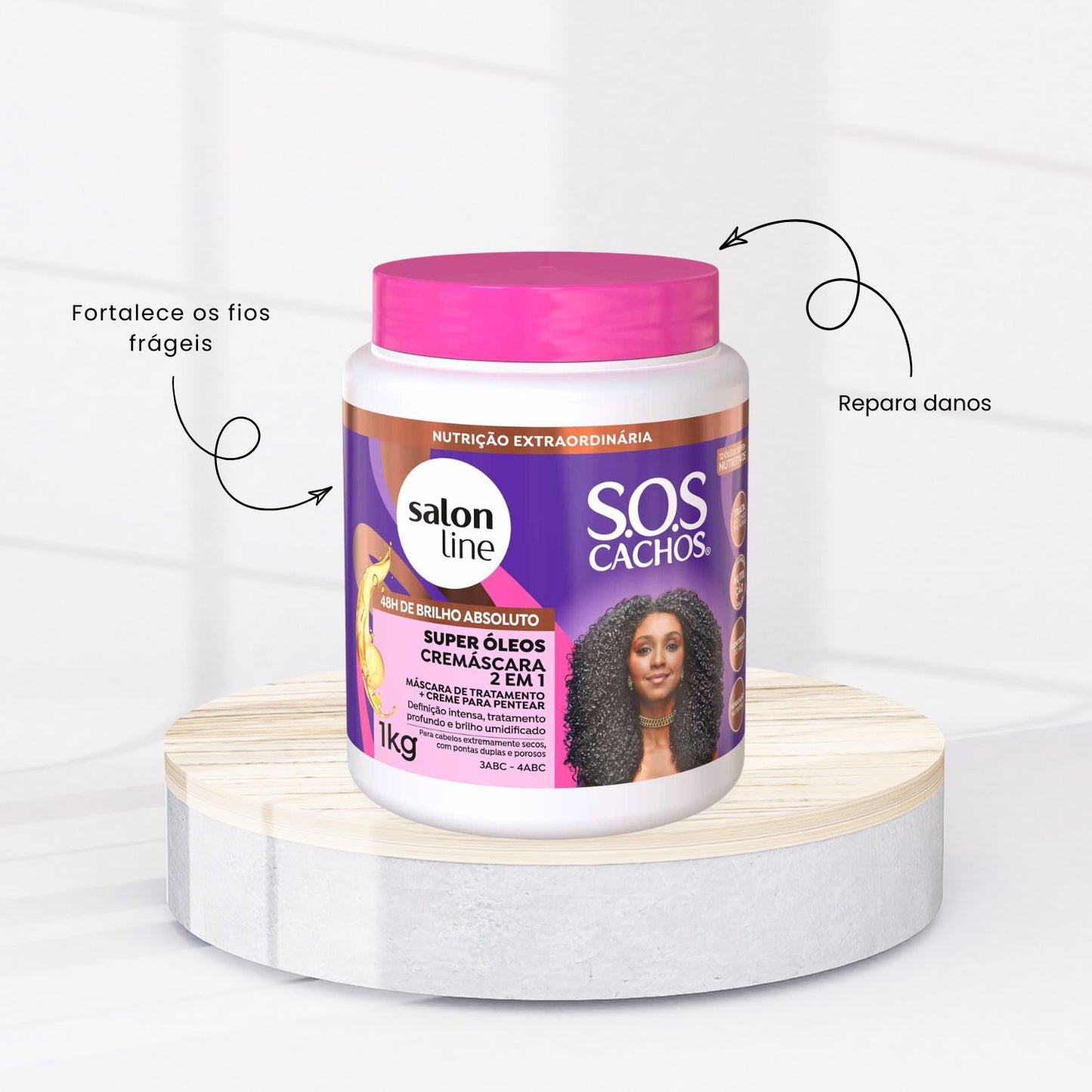Kit Salon Line S.O.S Cachos Super Oleos 3 Cremáscara para Cabelo Cacheado 1 Kg