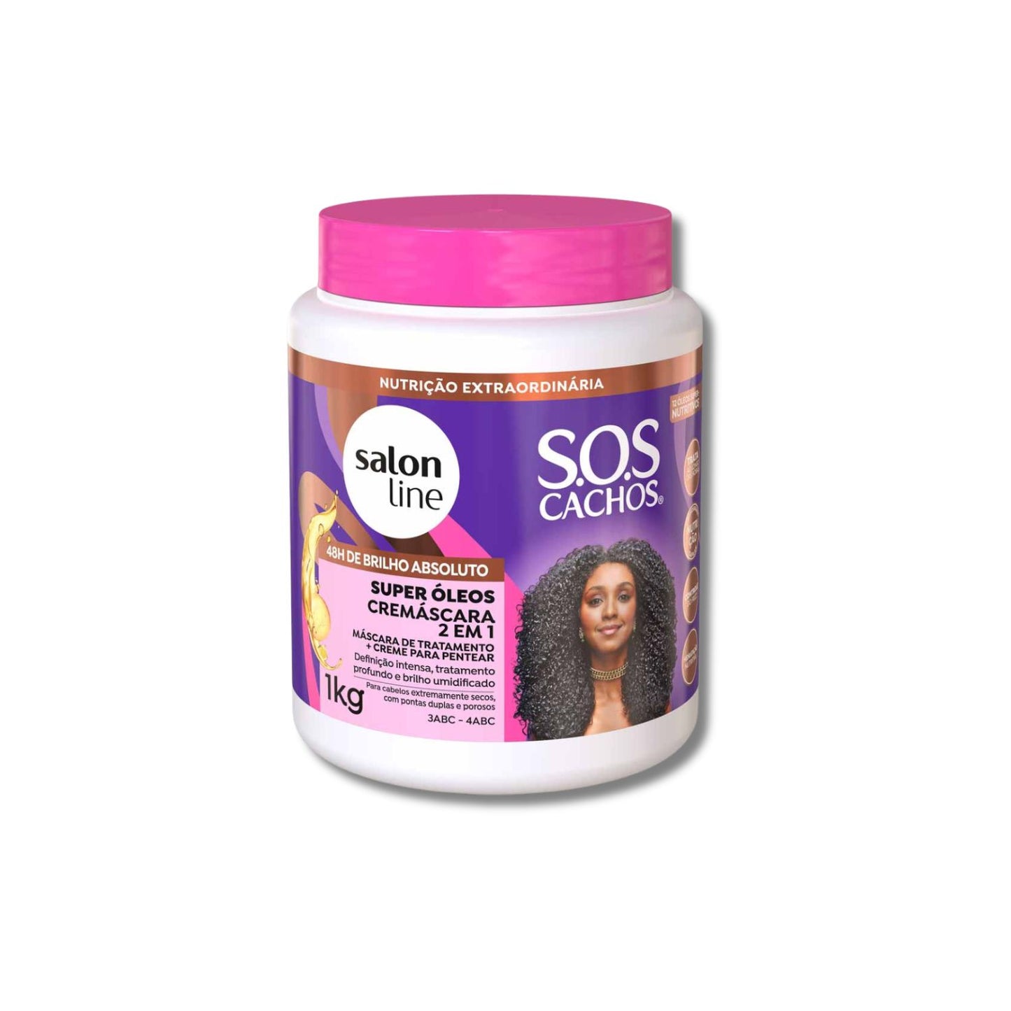 Kit Salon Line S.O.S Cachos Super Oleos 3 Cremáscara para Cabelo Cacheado 1 Kg