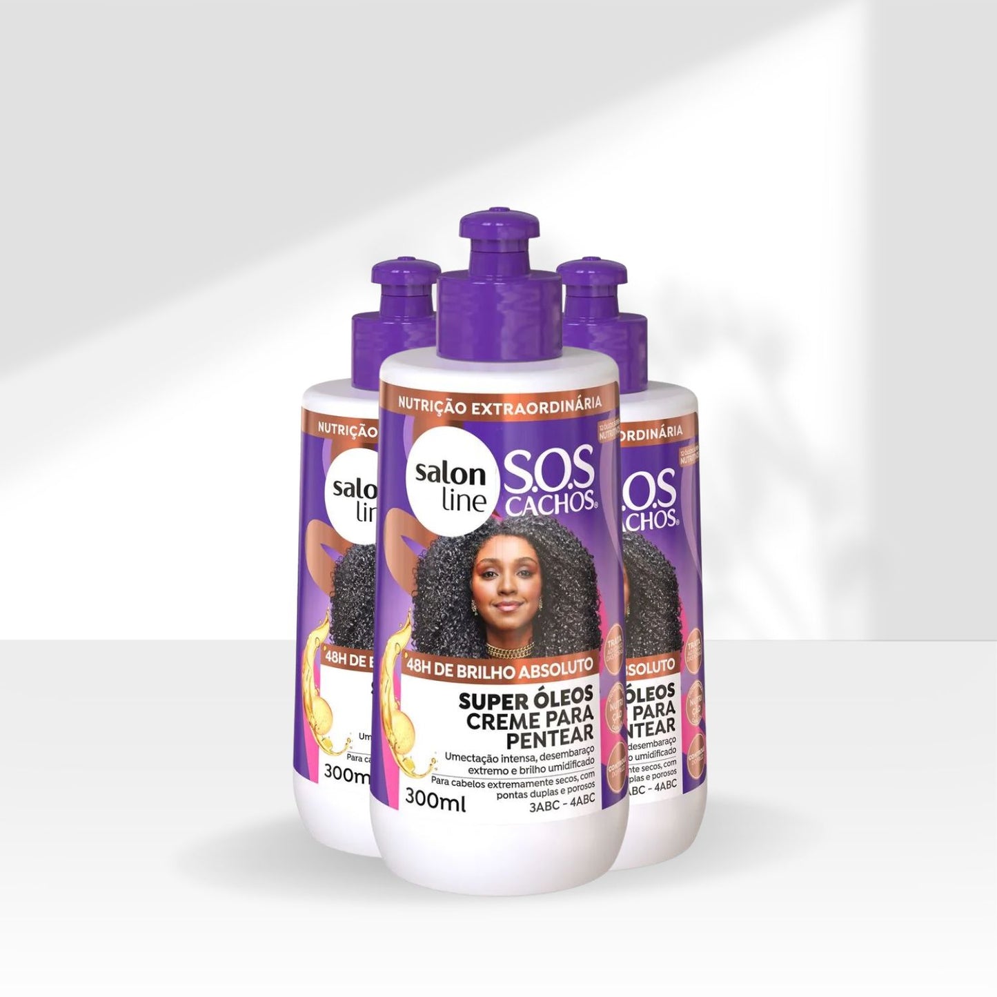 Kit Salon Line S.O.S Cachos Super Oleos 3 Creme para Cabelo Cacheado 300 ml