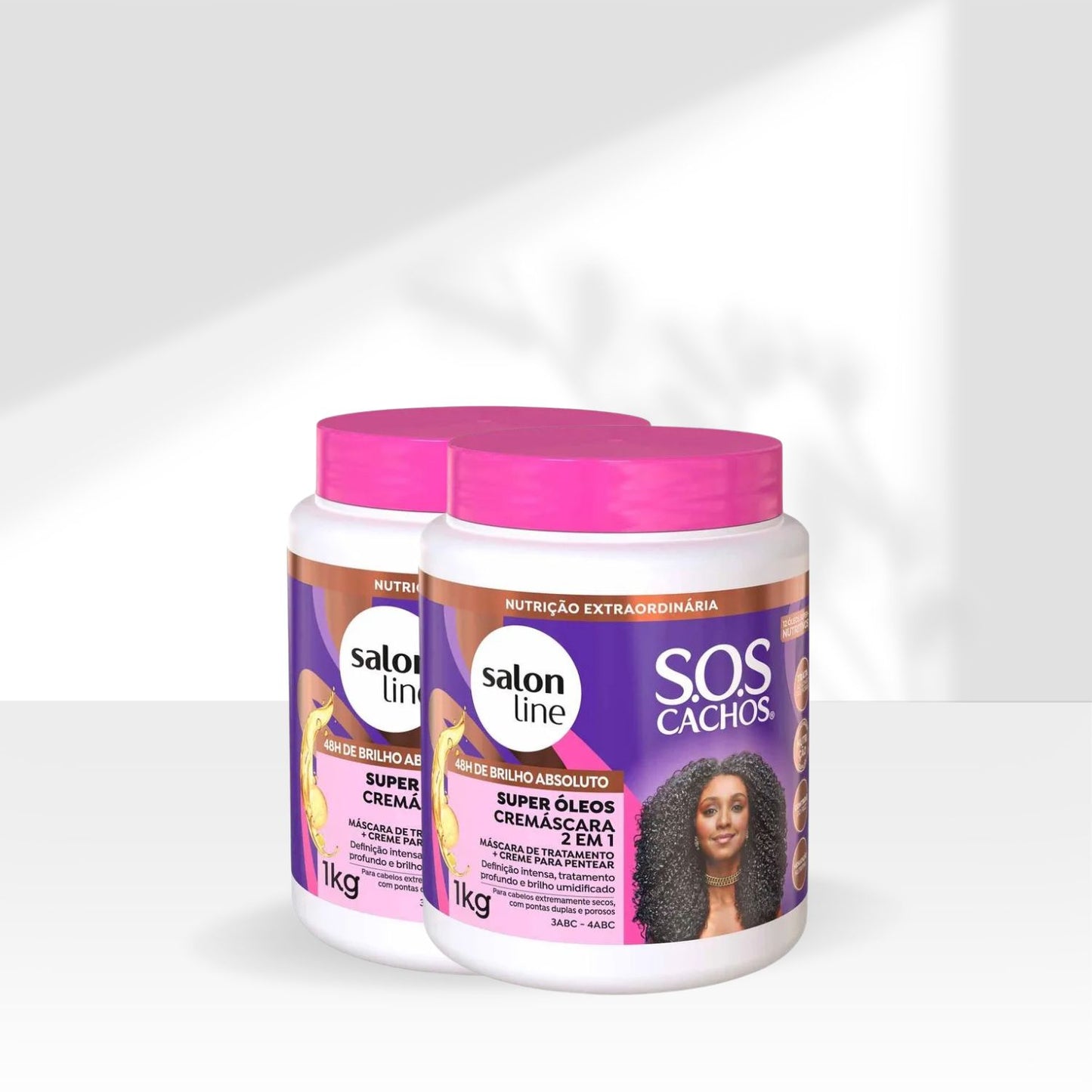 Kit Salon Line S.O.S Cachos Super Oleos 2 Ativador para Cabelo Cacheado 1 Litro