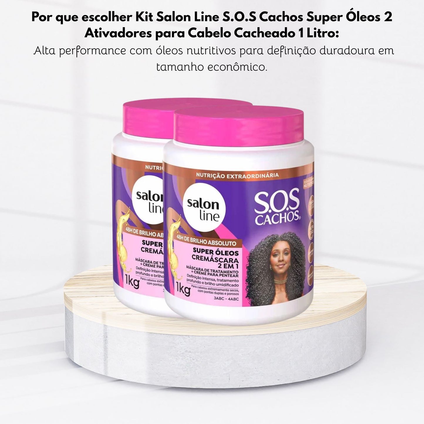 Kit Salon Line S.O.S Cachos Super Oleos 2 Ativador para Cabelo Cacheado 1 Litro