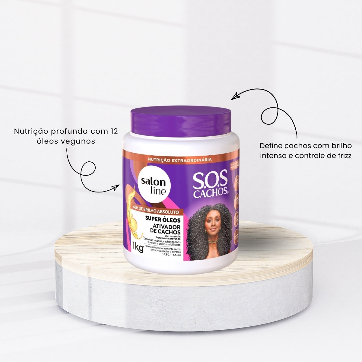 Kit Salon Line S.O.S Cachos Super Oleos 3 Ativador para Cabelo Cacheado 1 Litro