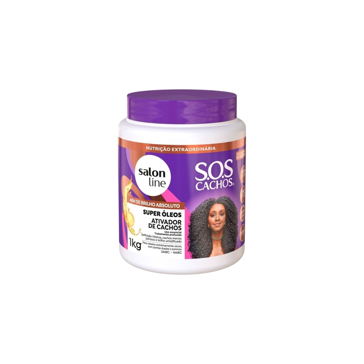 Kit Salon Line S.O.S Cachos Super Oleos 3 Ativador para Cabelo Cacheado 1 Litro
