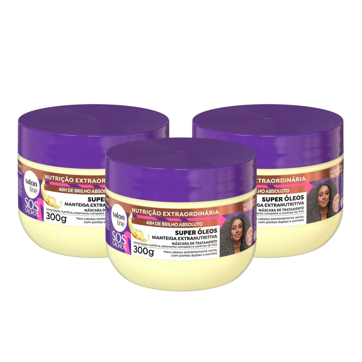 Kit Salon Line S.O.S Cachos Super Oleos 3 Máscara para Cabelo Cacheado 300 g