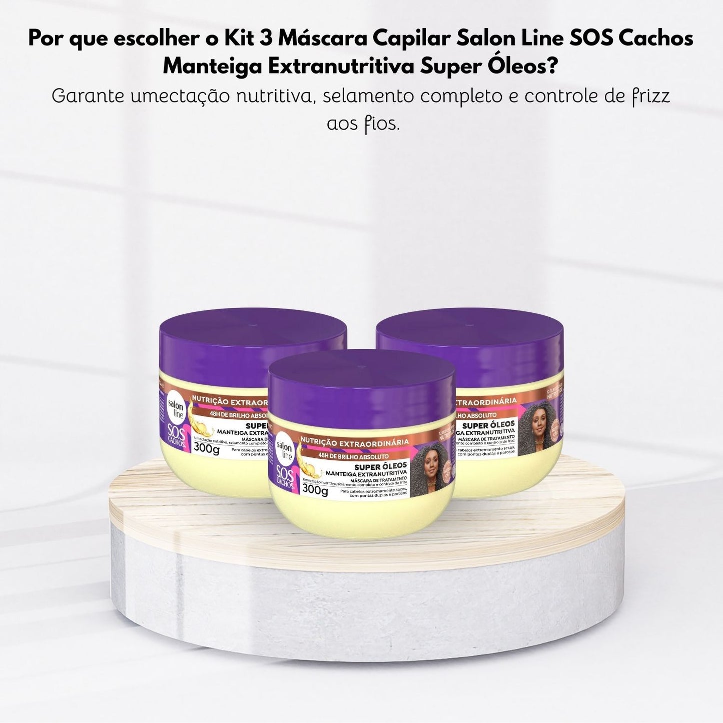 Kit Salon Line S.O.S Cachos Super Oleos 3 Máscara para Cabelo Cacheado 300 g