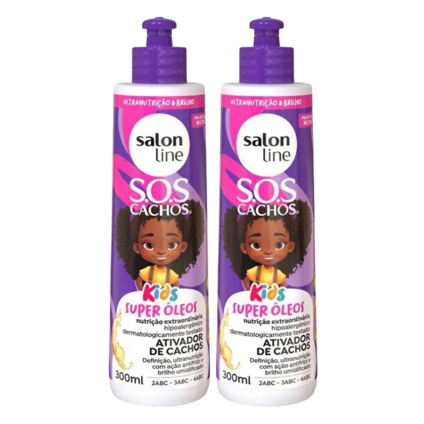 Kit Salon Line S.O.S Cachos Kids Super Oleos 2 Ativador para Cabelo Cacheado 300 ml