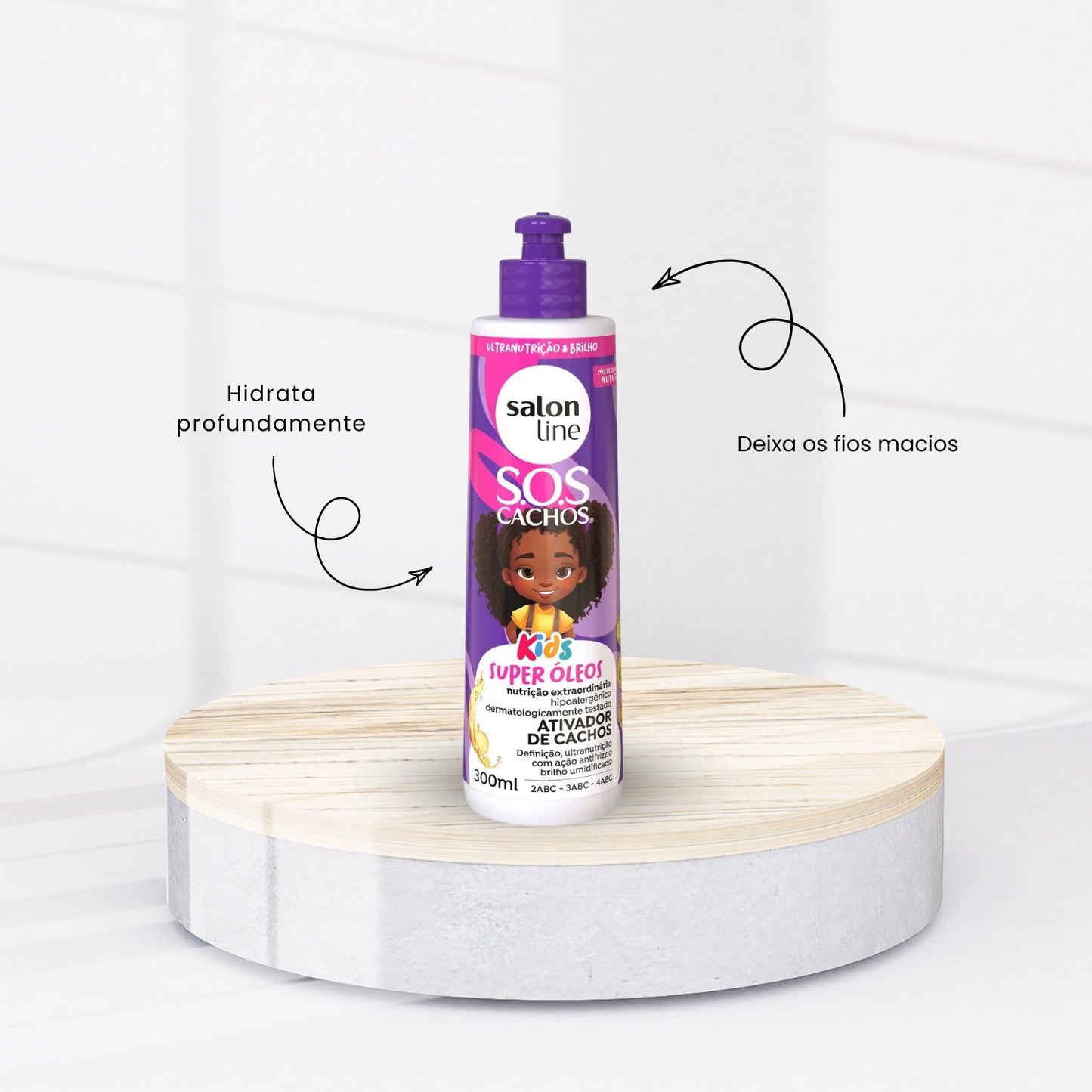 Kit Salon Line S.O.S Cachos Kids Super Oleos 3 Ativador para Cabelo Cacheado 300 ml