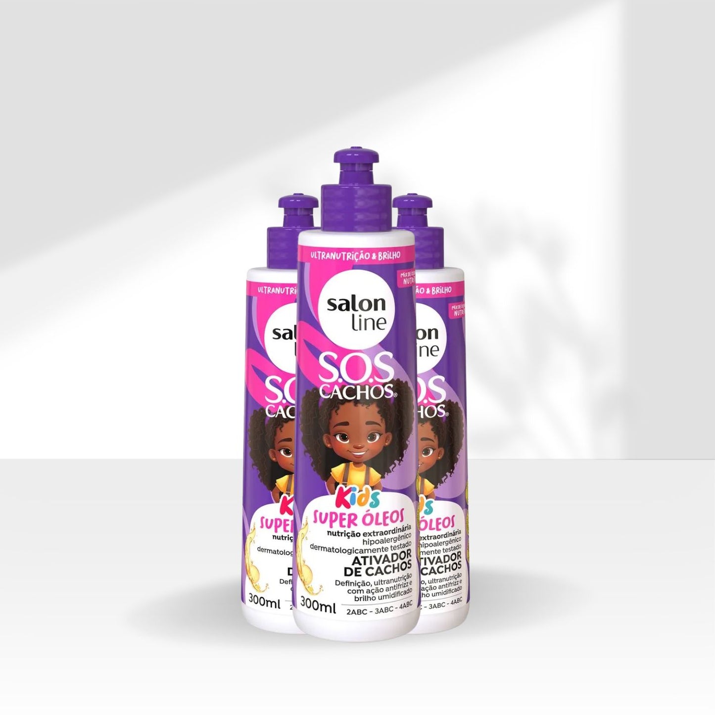 Kit Salon Line S.O.S Cachos Kids Super Oleos 3 Ativador para Cabelo Cacheado 300 ml