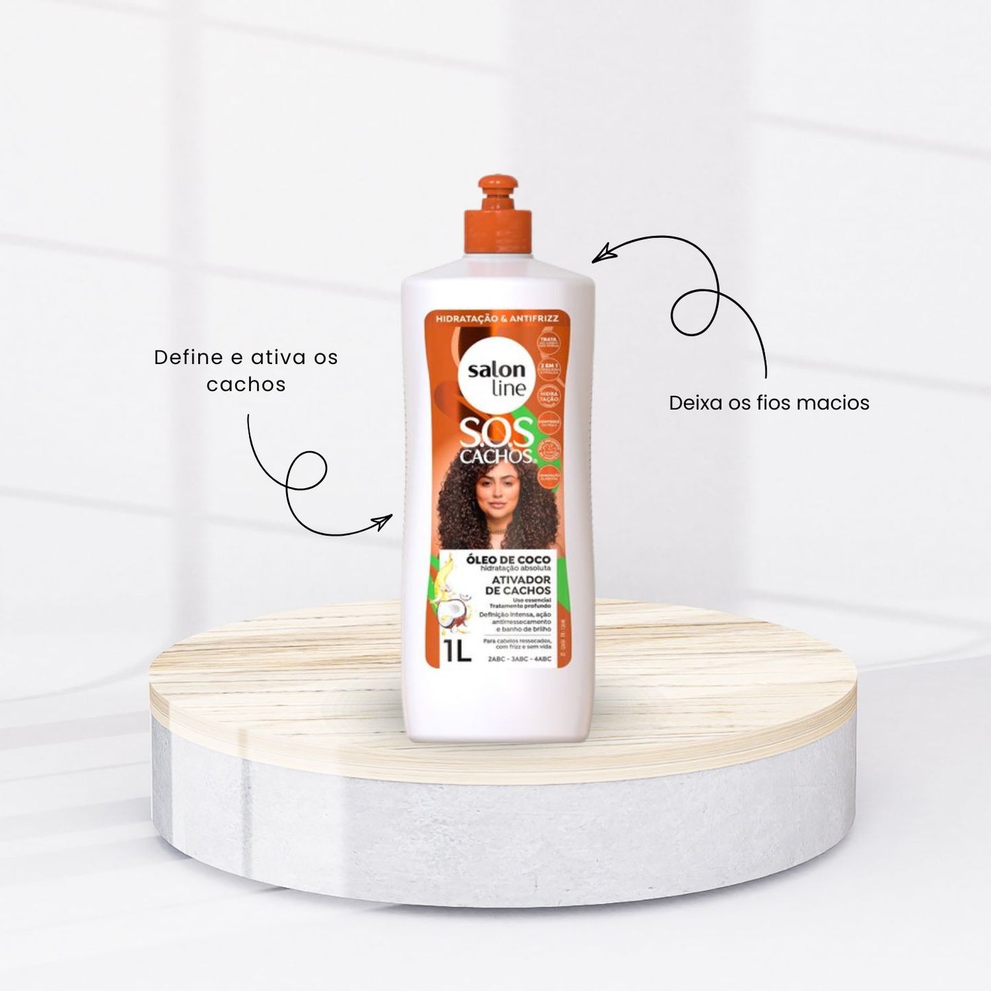 Kit Salon Line S.O.S Cachos Oleo de Coco 2 Ativador para Cabelo Cacheado 1 Litro