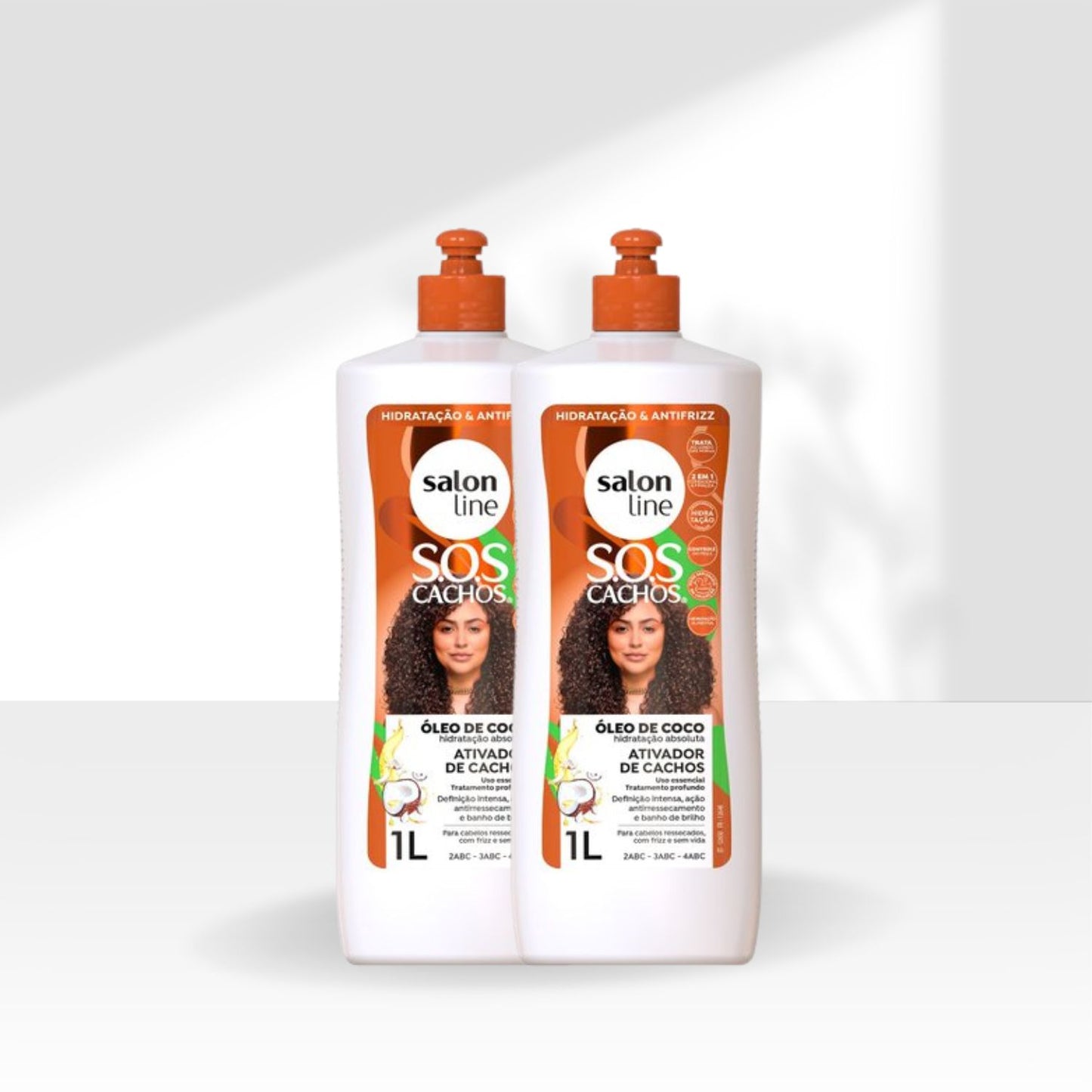 Kit Salon Line S.O.S Cachos Oleo de Coco 2 Ativador para Cabelo Cacheado 1 Litro