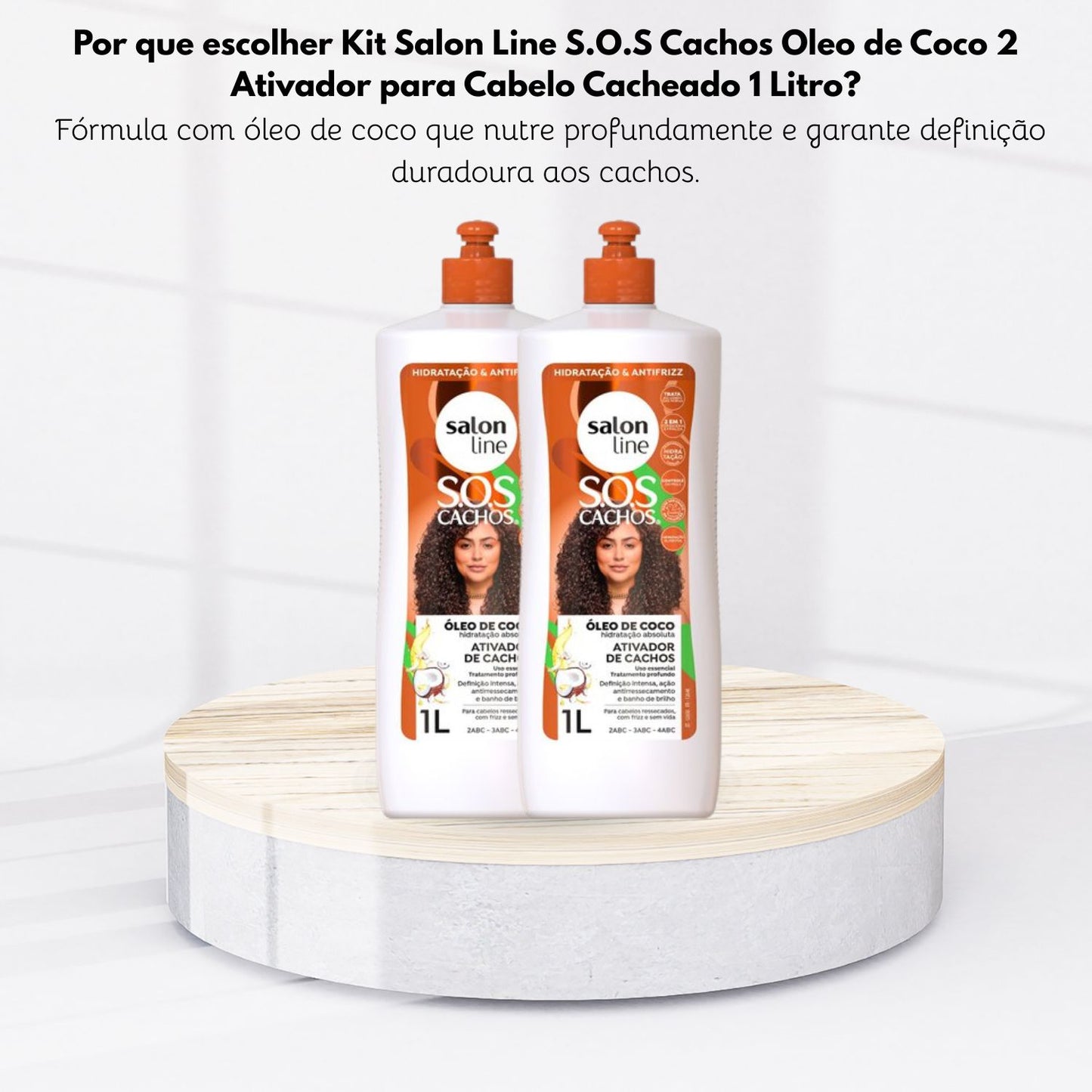 Kit Salon Line S.O.S Cachos Oleo de Coco 2 Ativador para Cabelo Cacheado 1 Litro