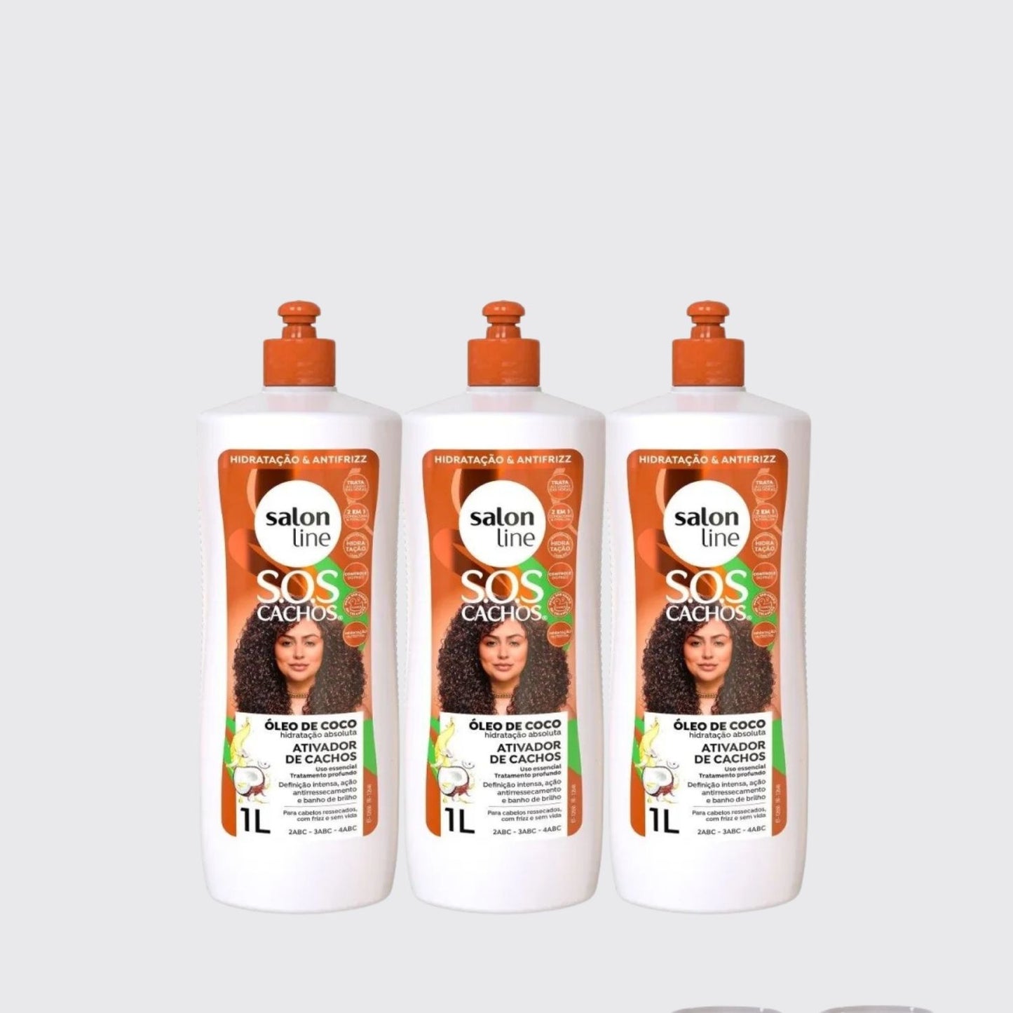 Kit Salon Line S.O.S Cachos Oleo de Coco 3 Ativador para Cabelo Cacheado 1 Litro