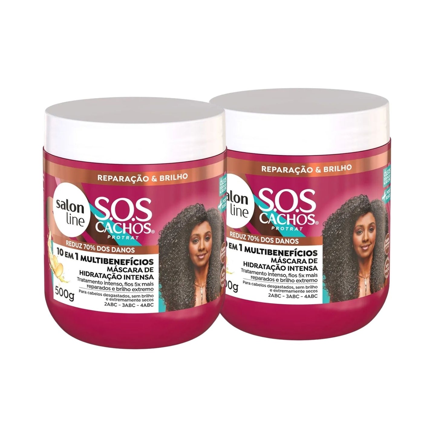 Kit Salon Line S.O.S Cachos 10 em 1 2 Máscara para Cabelo Cacheado 500 g