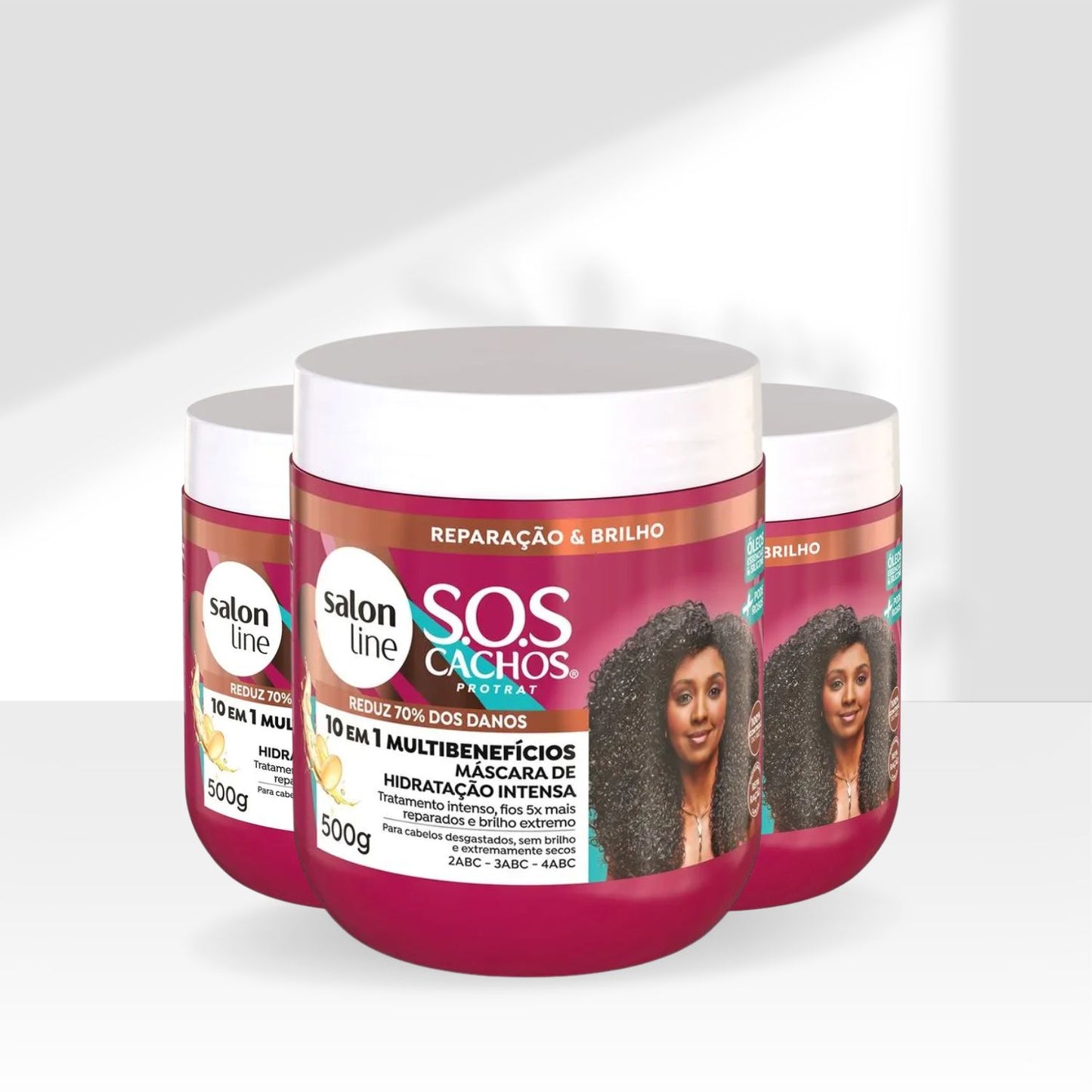Kit Salon Line S.O.S Cachos 10 em 1 3 Máscara para Cabelo Cacheado 500 g