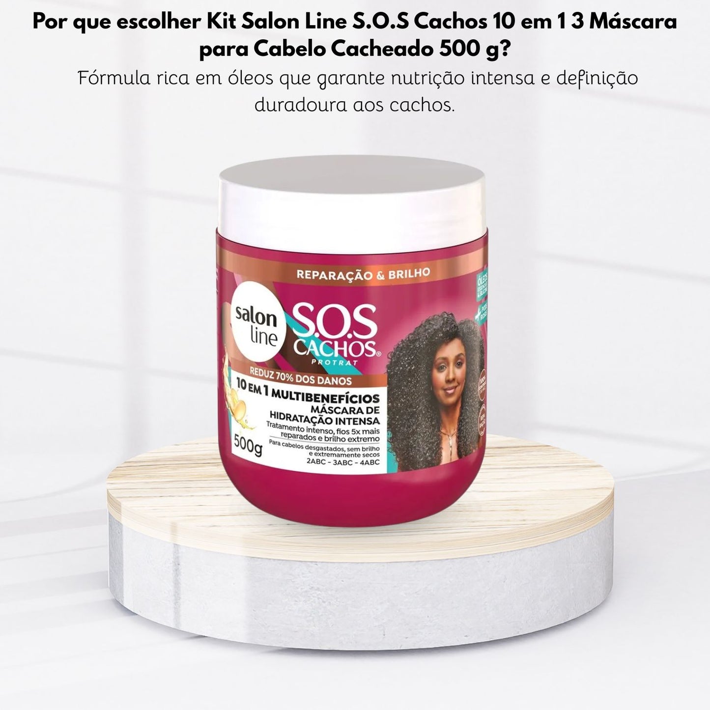 Kit Salon Line S.O.S Cachos 10 em 1 3 Máscara para Cabelo Cacheado 500 g