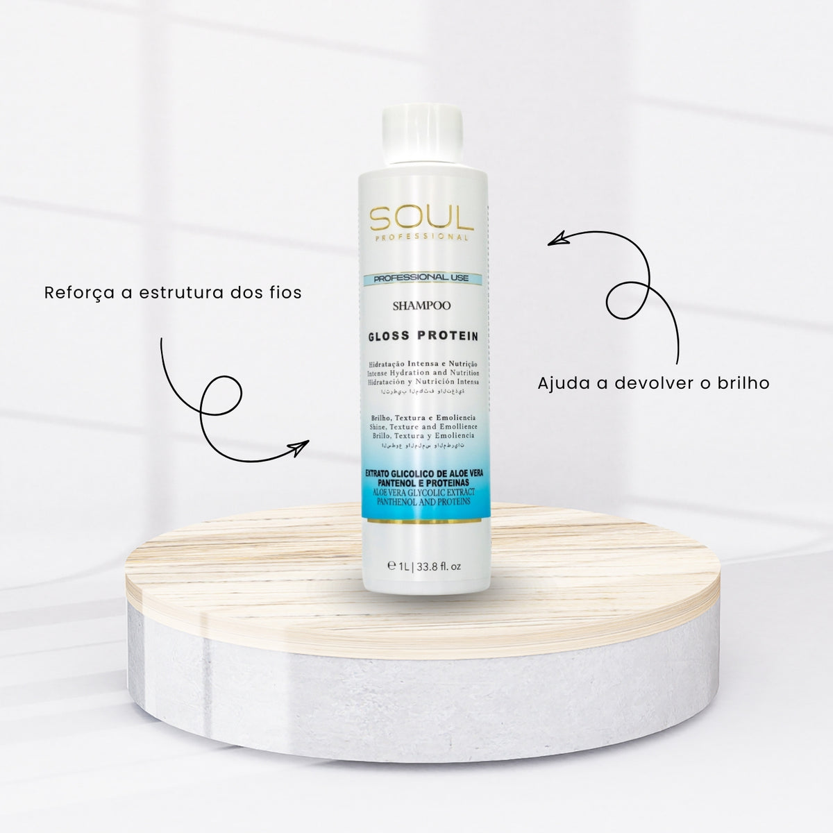 Shampoo Soul Professional Gloss Protein Brilho 1000 ml