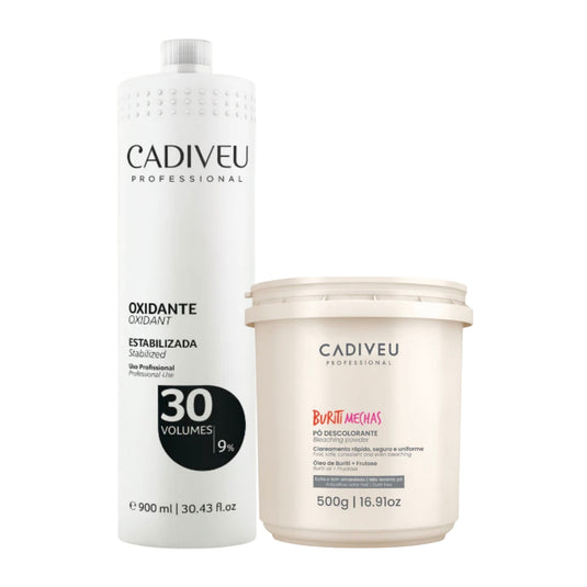 Kit Cadiveu Buriti Mechas Pó Descolorante 500 g + OX 30 Volume 900 ml