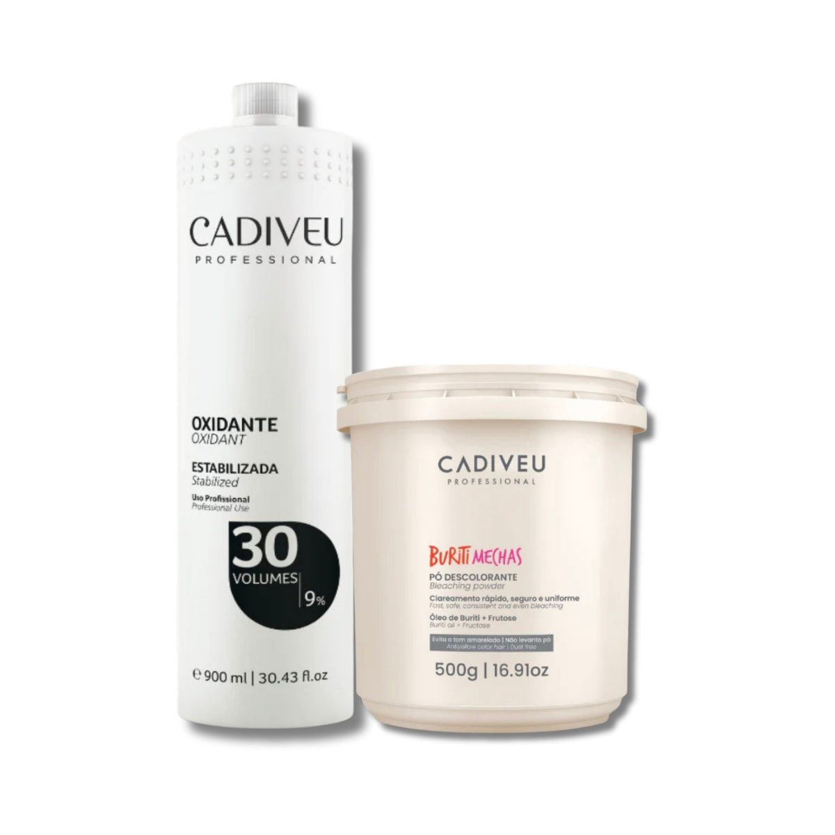 Kit Cadiveu Buriti Mechas Pó Descolorante 500 g + OX 30 Volume 900 ml