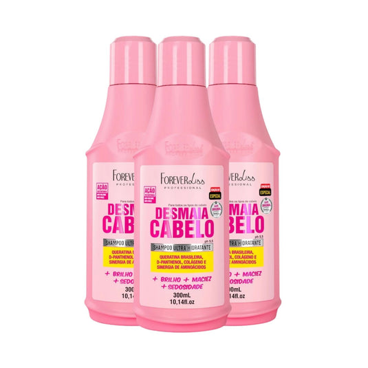 Kit Forever Liss Desmaia Cabelo 3 Shampoo 300 ml