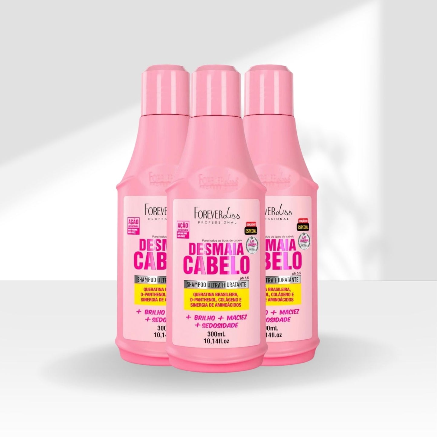 Kit Forever Liss Desmaia Cabelo 3 Shampoo 300 ml
