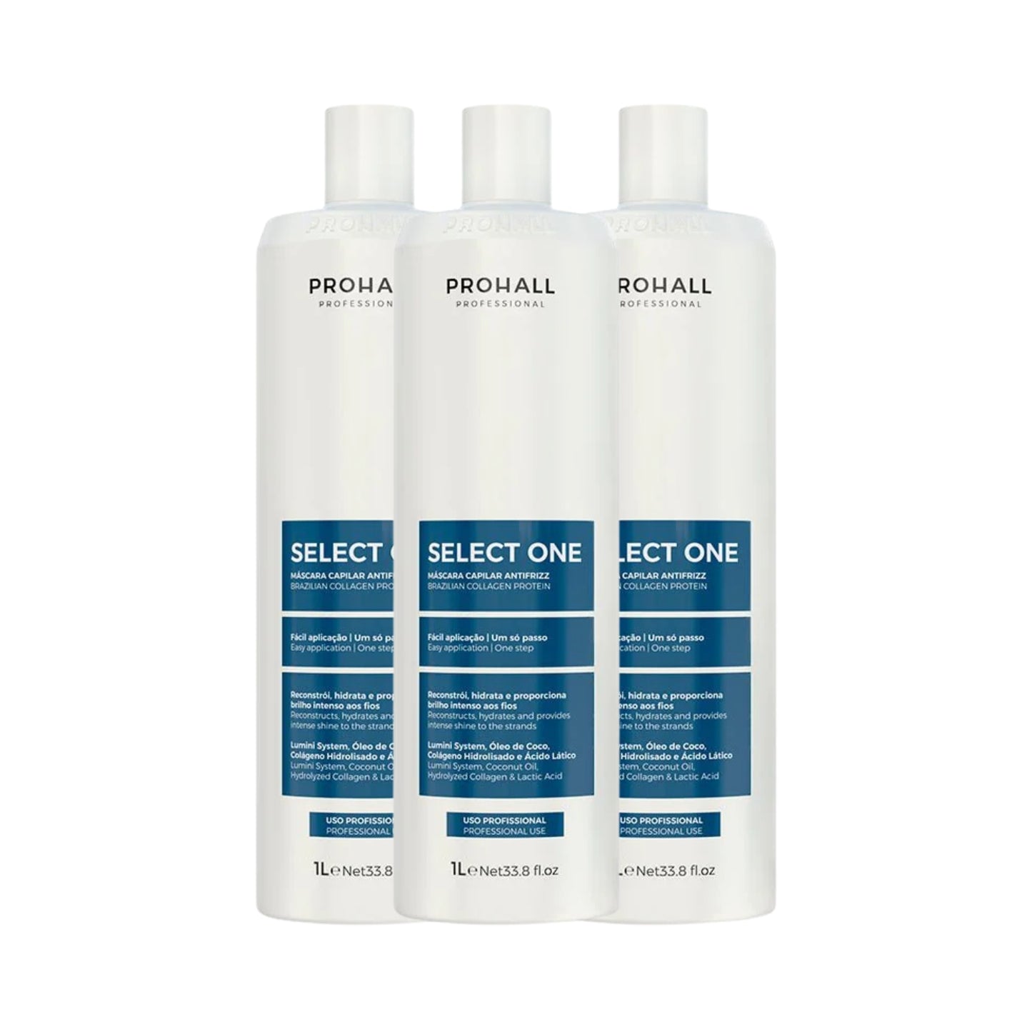 Kit Prohall Select One Antifrizz 3 Máscara Capilar 1 Litro