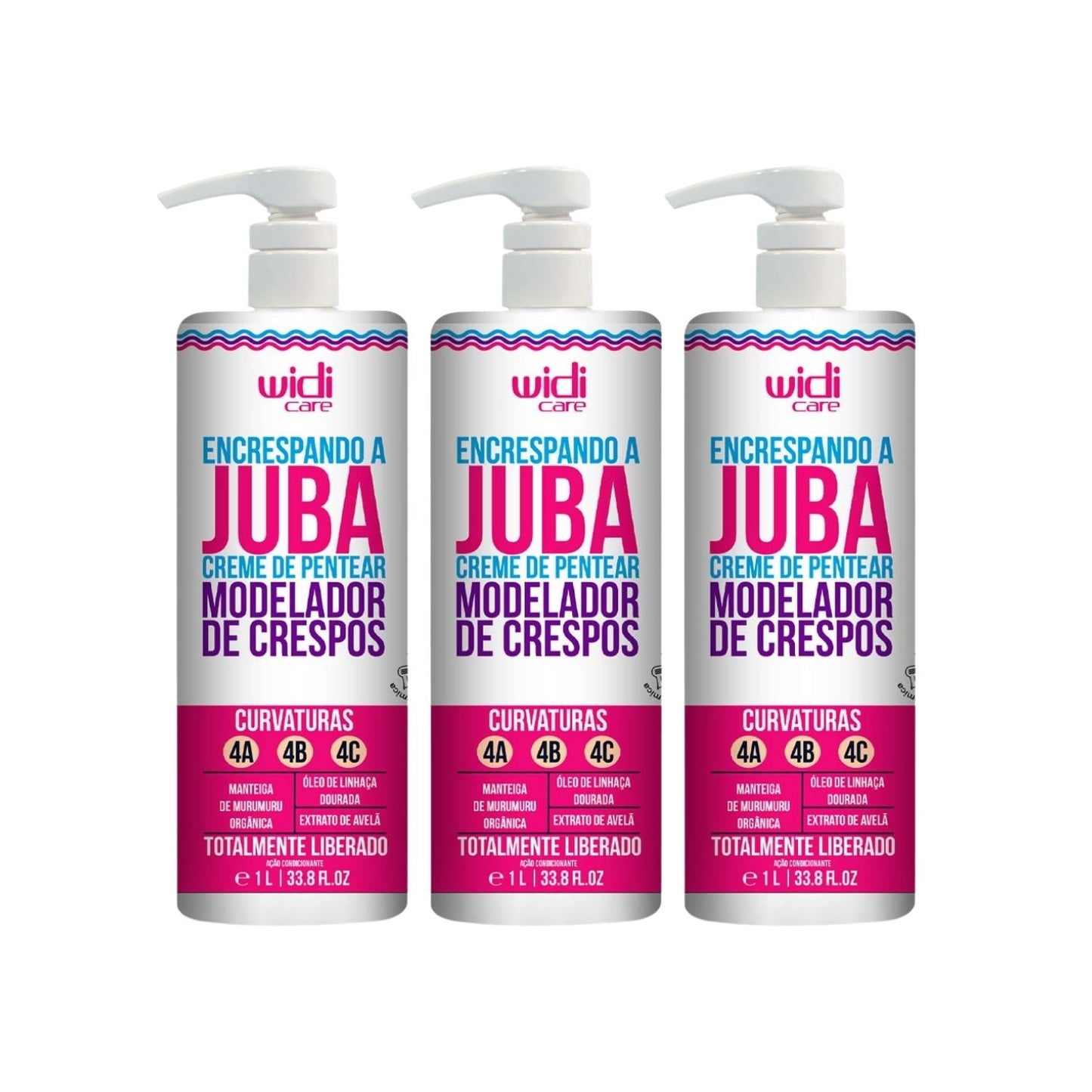 Kit Widi Care Encrespando a Juba 3 Creme de Pentear 1 Litro