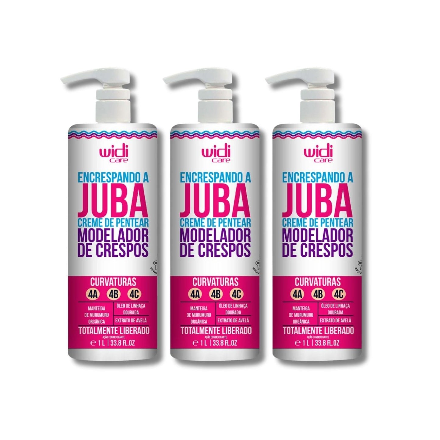 Kit Widi Care Encrespando a Juba 3 Creme de Pentear 1 Litro