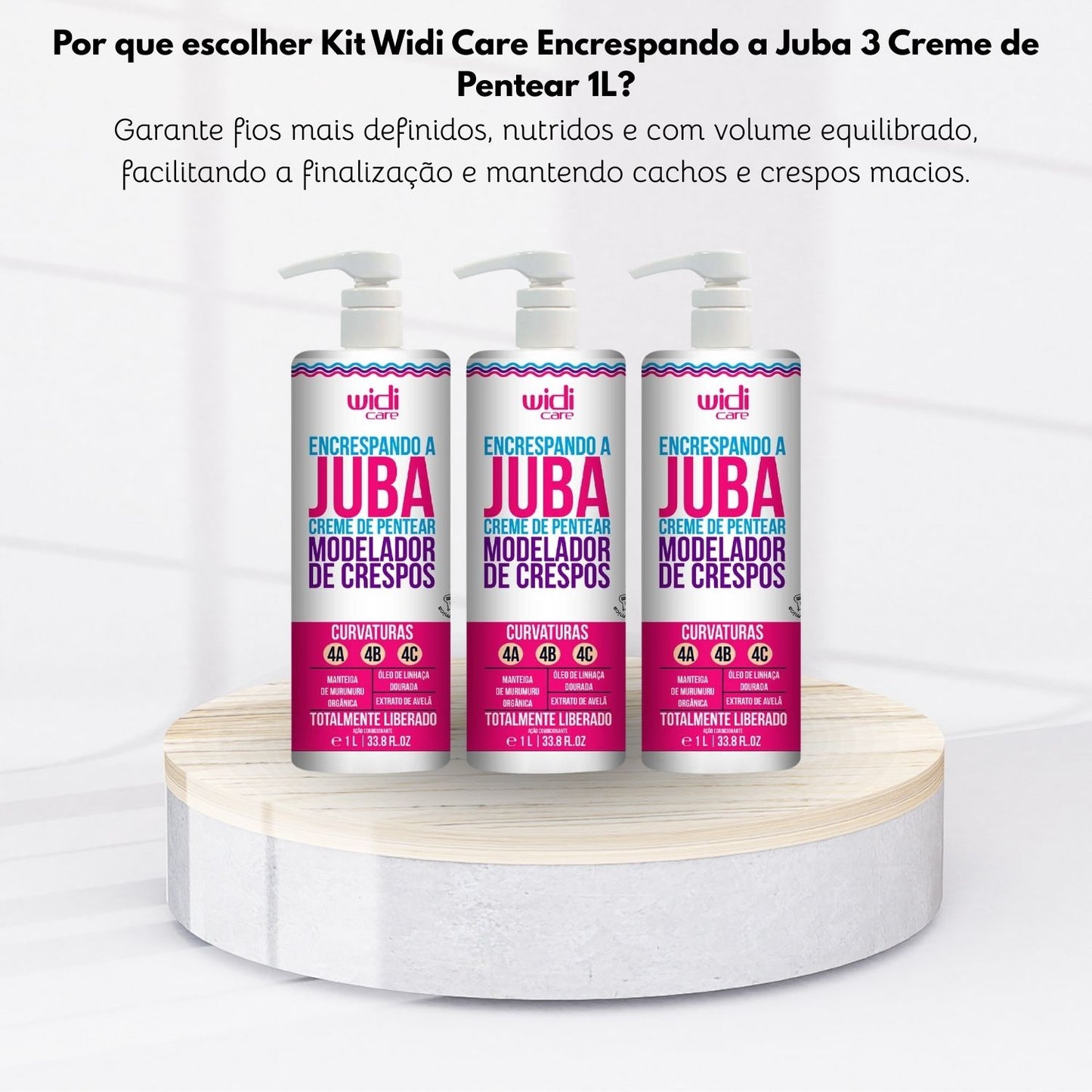 Kit Widi Care Encrespando a Juba 3 Creme de Pentear 1 Litro