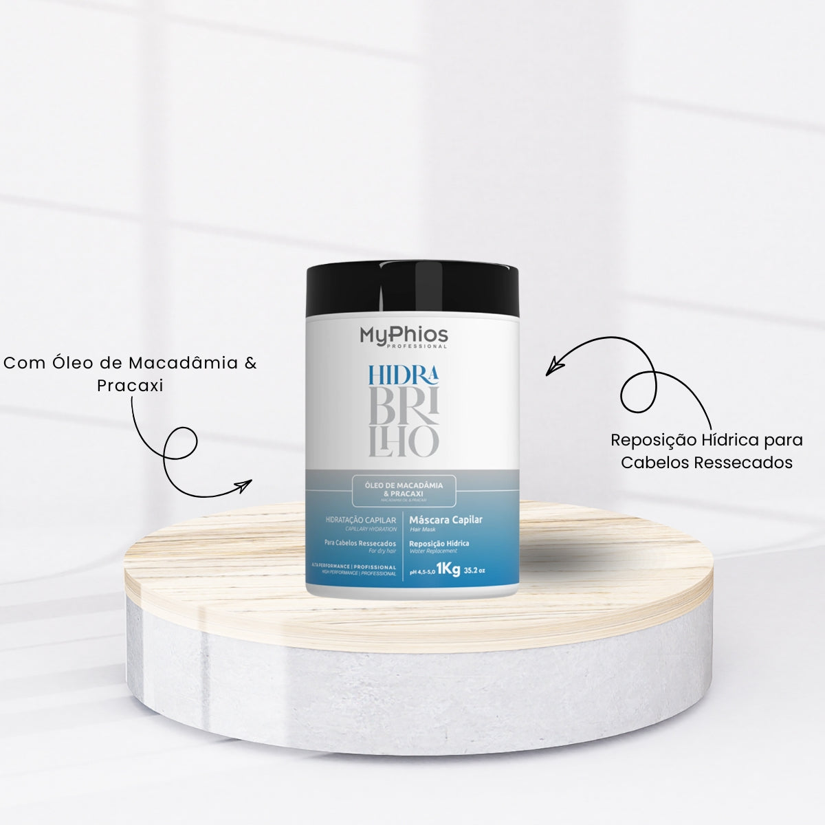 Máscara MyPhios Hidra Brilho Máscara de Hidratação Capilar 1 Litro