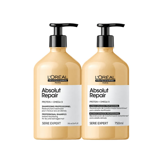 Kit Loreal Absolut Repair Gold Quinoa Shampoo 750 ml + Condicionador 750 ml