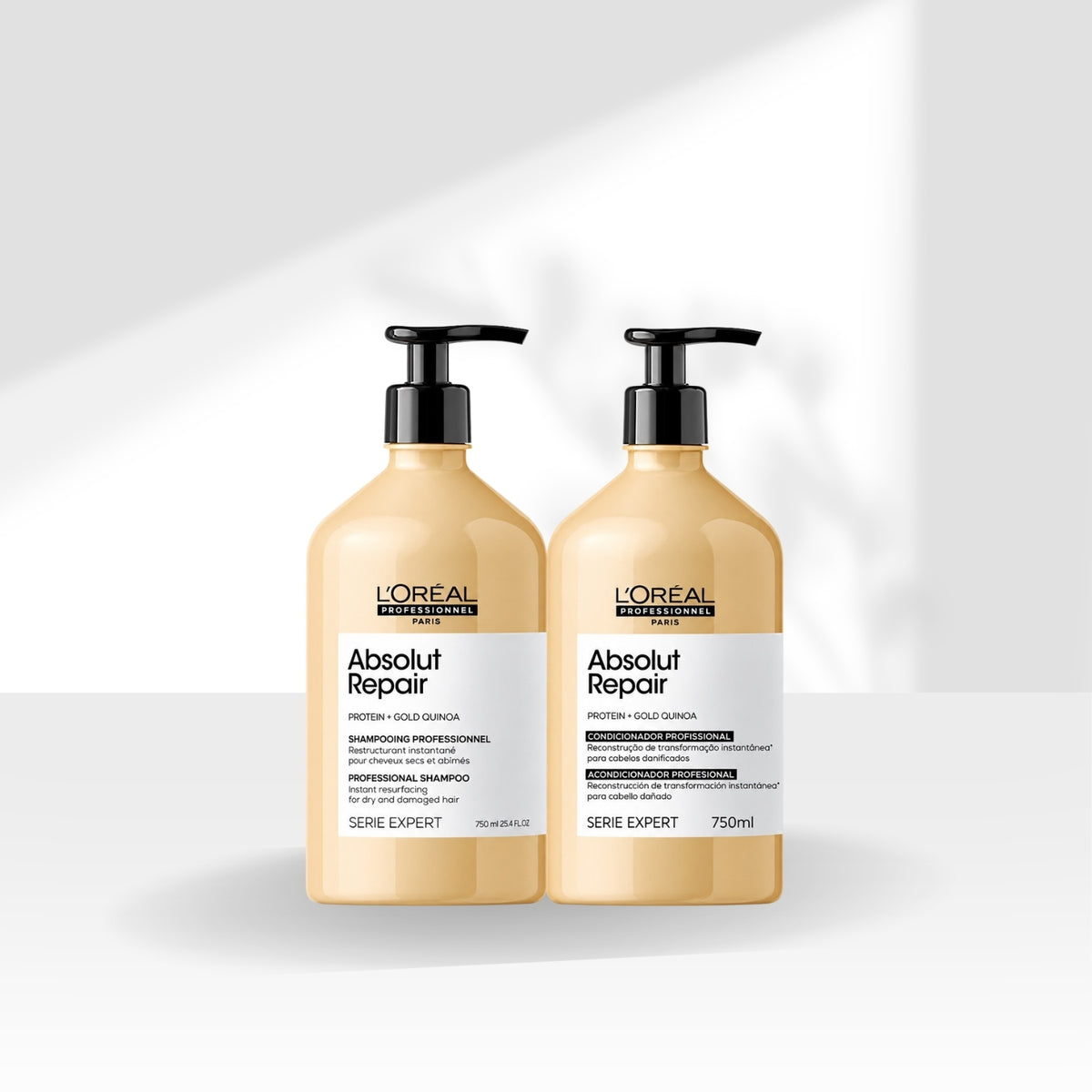 Kit Loreal Absolut Repair Gold Quinoa Shampoo 750 ml + Condicionador 750 ml