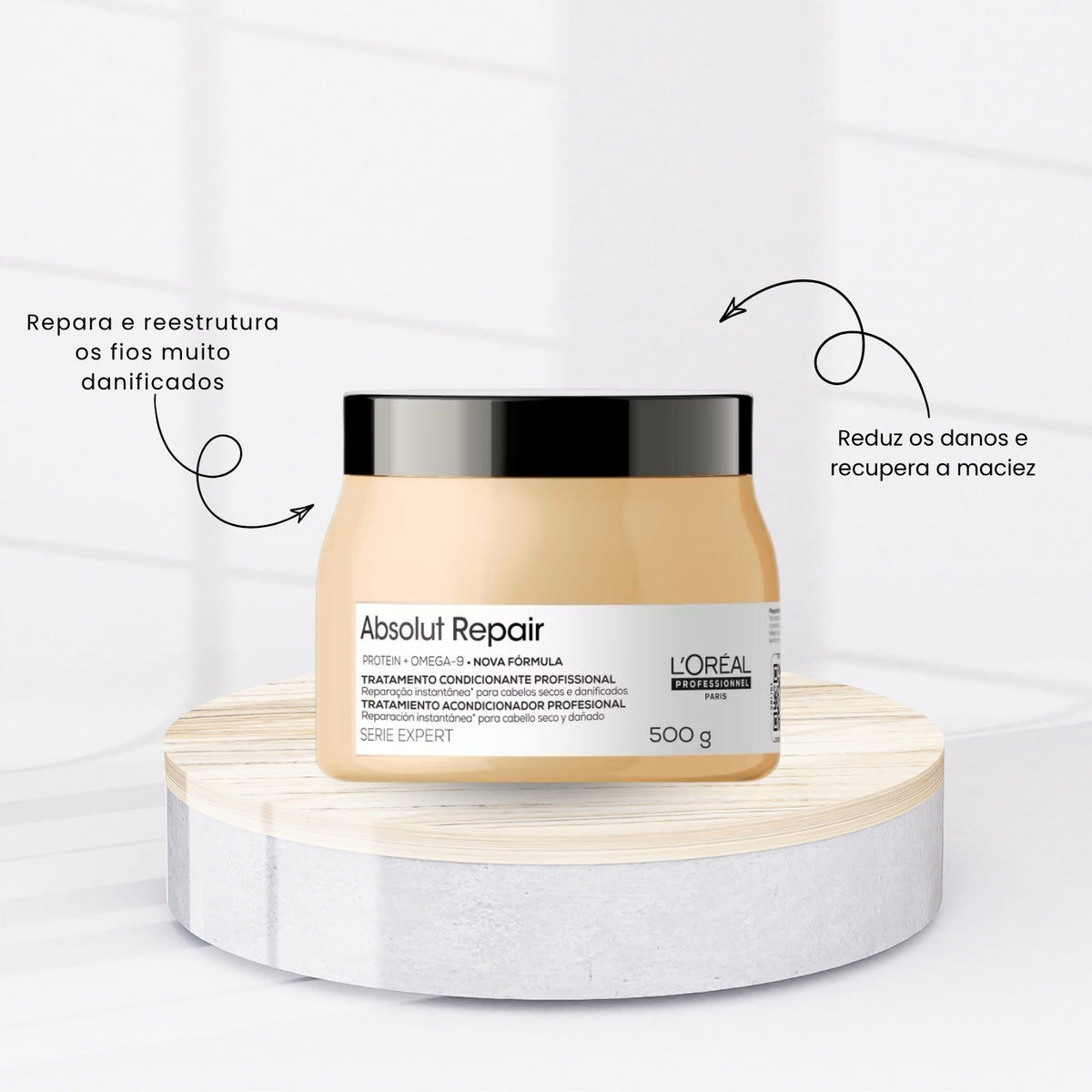 Kit Loreal Absolut Repair Gold Quinoa Shampoo 750 ml + Máscara 500 g