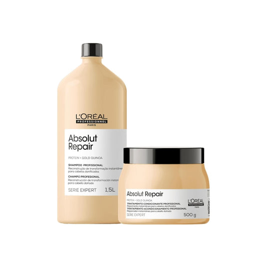 Kit Loreal Absolut Repair Gold Shampoo 1,5L e Máscara 500 g