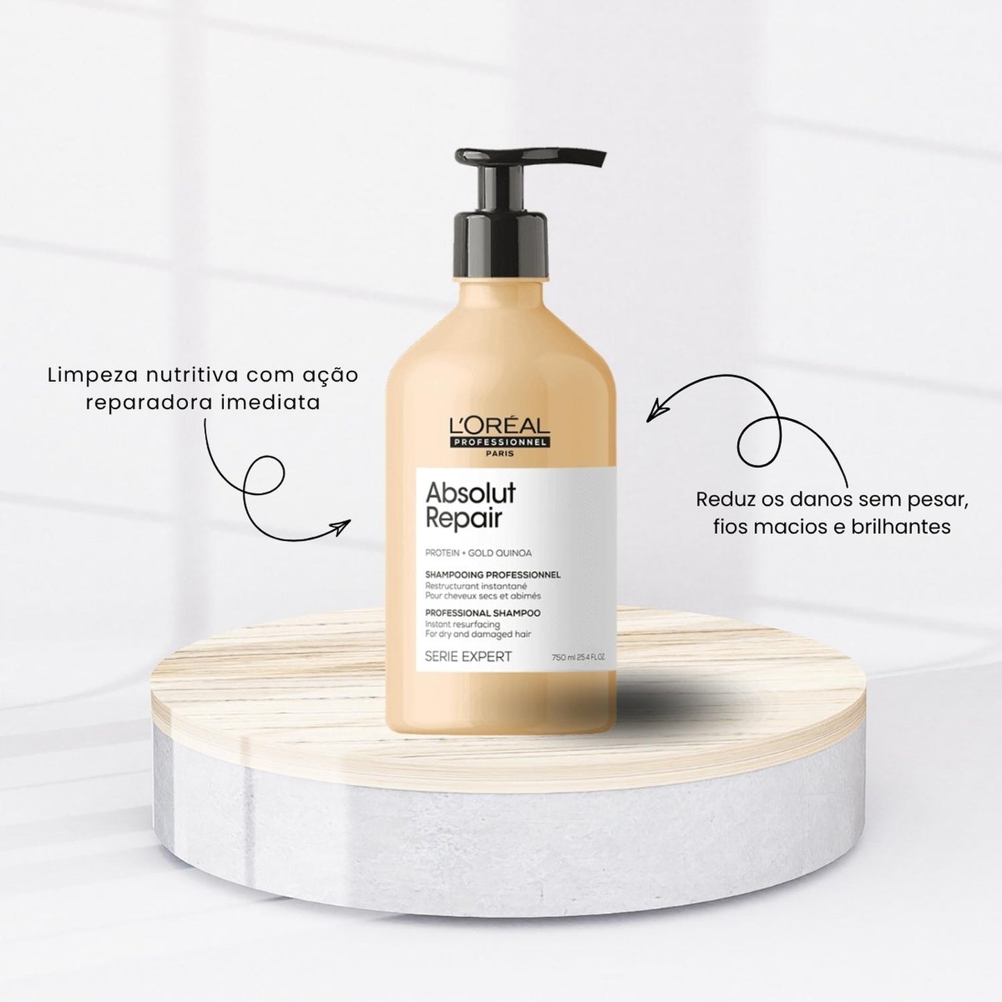Kit Loreal Absolut Repair Gold Quinoa Shampoo Máscara Oil