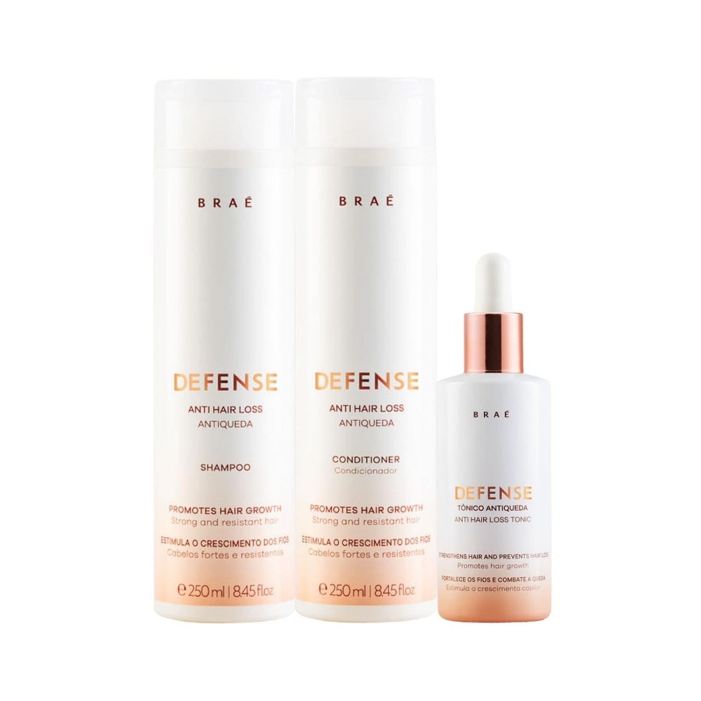 Kit Braé Defense Shampoo e Condicionador 250 ml + Tônico 60 ml