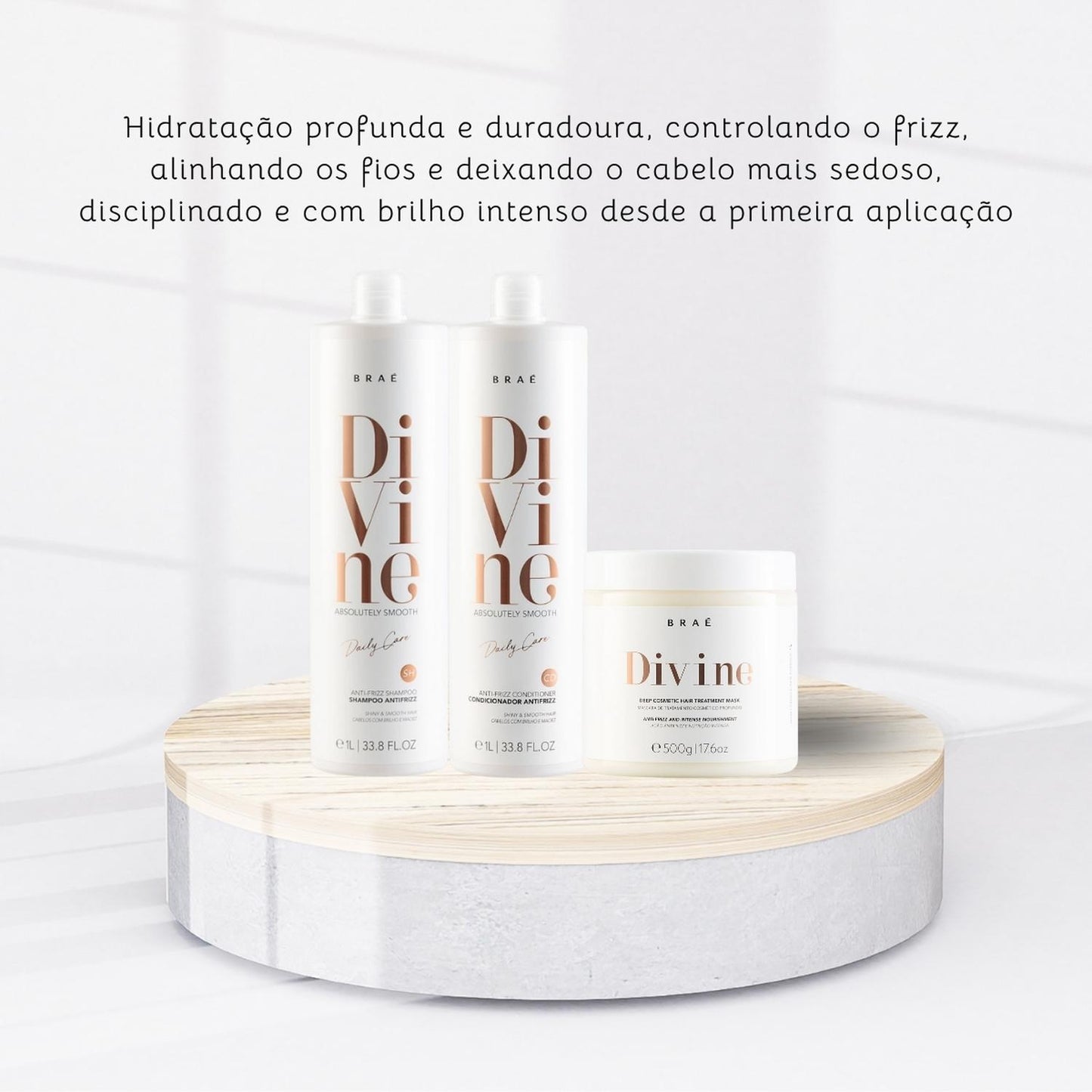 Kit Braé Divine Shampoo e Condicionador 1 Litro + Máscara 500 g