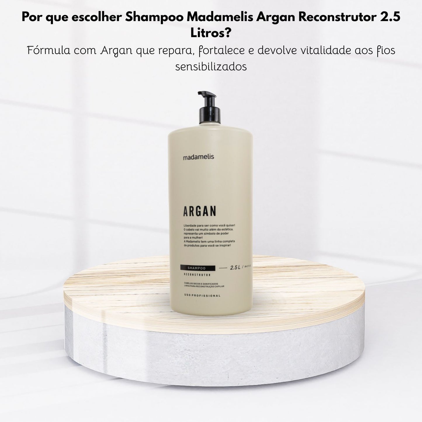 Shampoo Madamelis Argan Reconstrutor 2.5 Litros