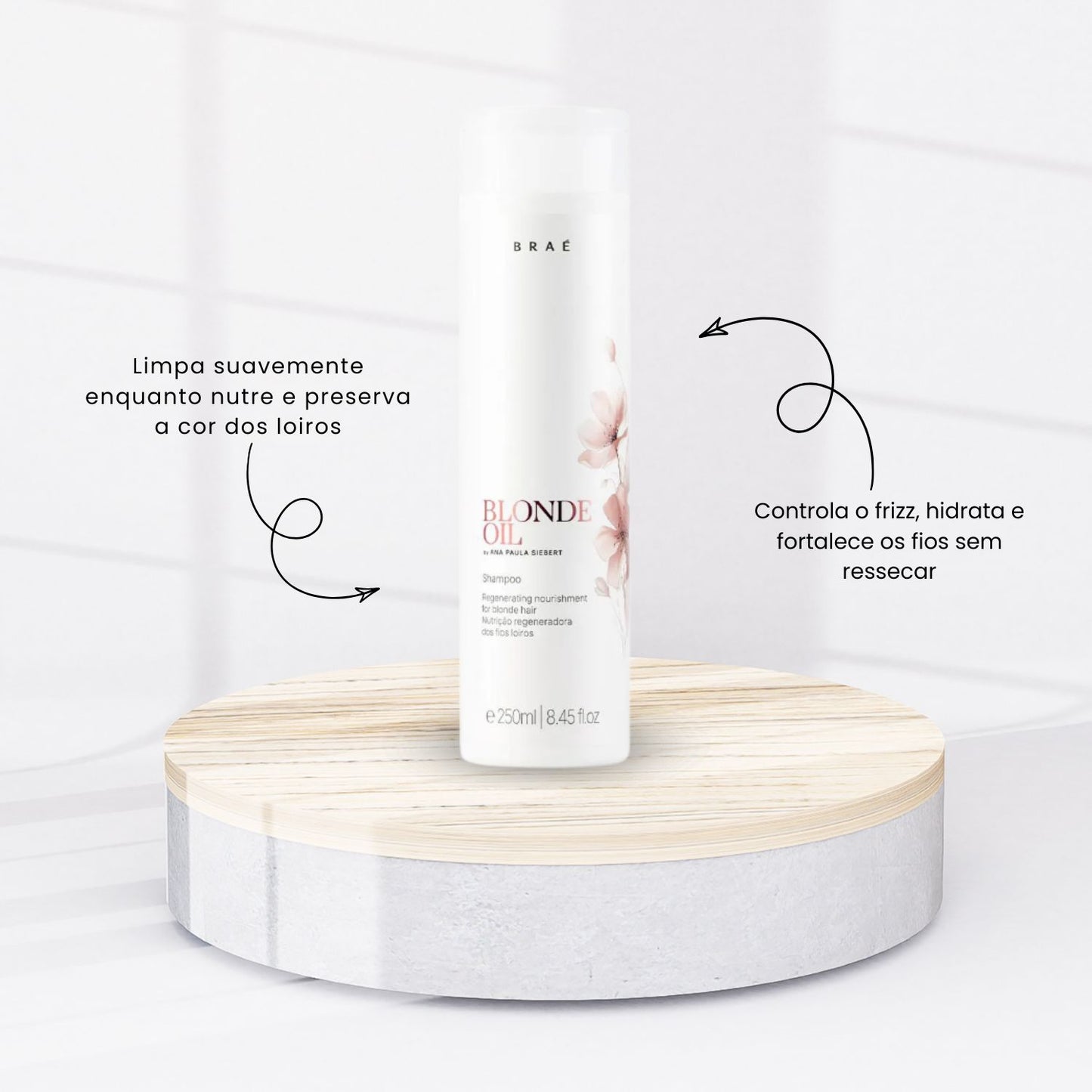 Shampoo Braé Blonde Oil Nutrição Cabelo Loiro Shampoo Hidratante 250 ml