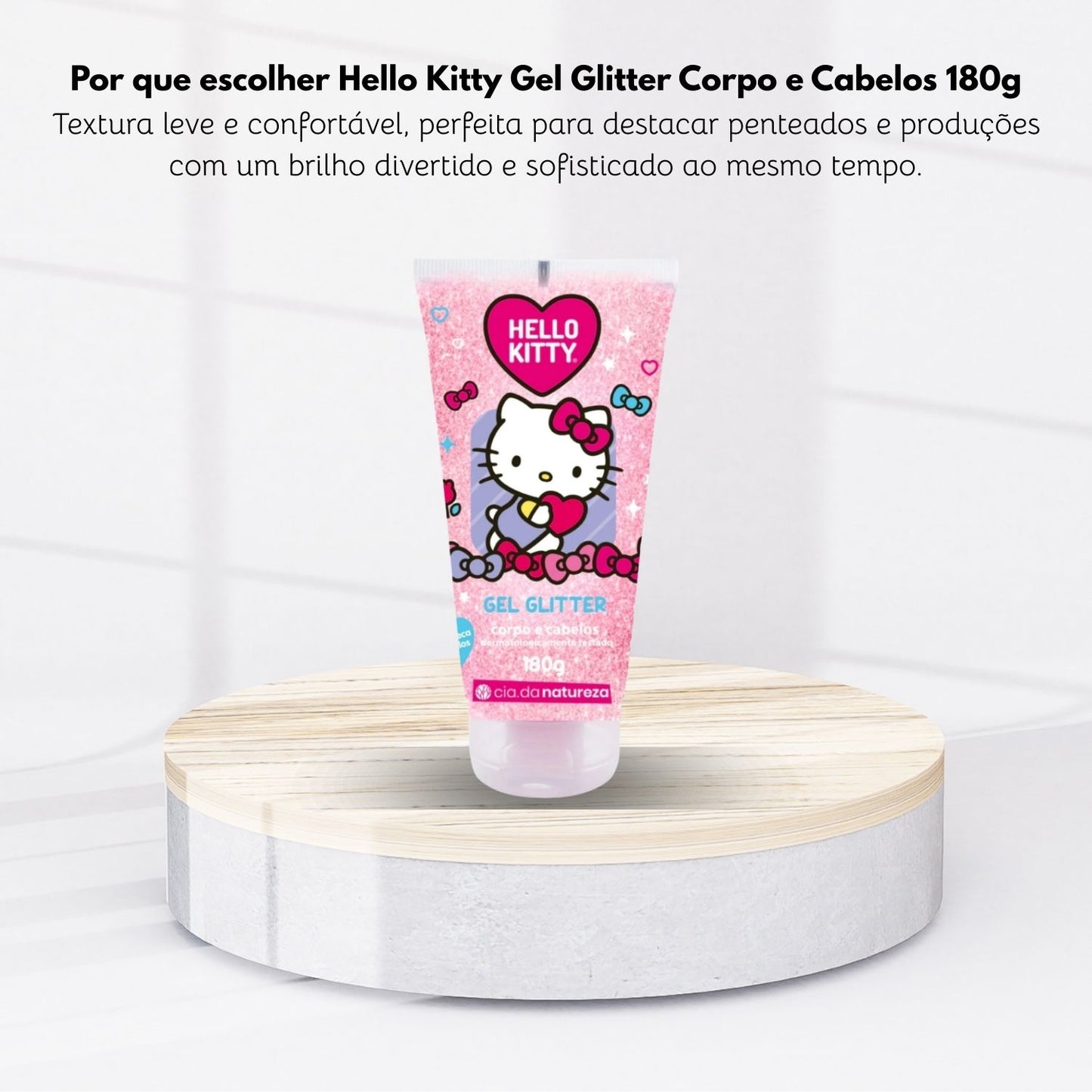 Cia da Natureza Gel Glitter Corpo e Cabelo Hello Kitty 180 g
