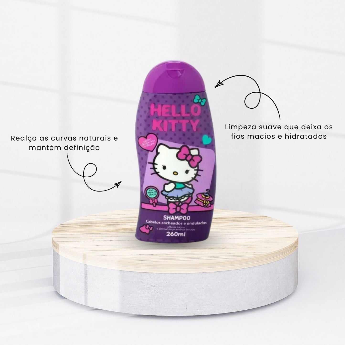 Kit Cia da Natureza Hello Kitty Shampoo e Condicionador Cabelos Cacheados 260 ml