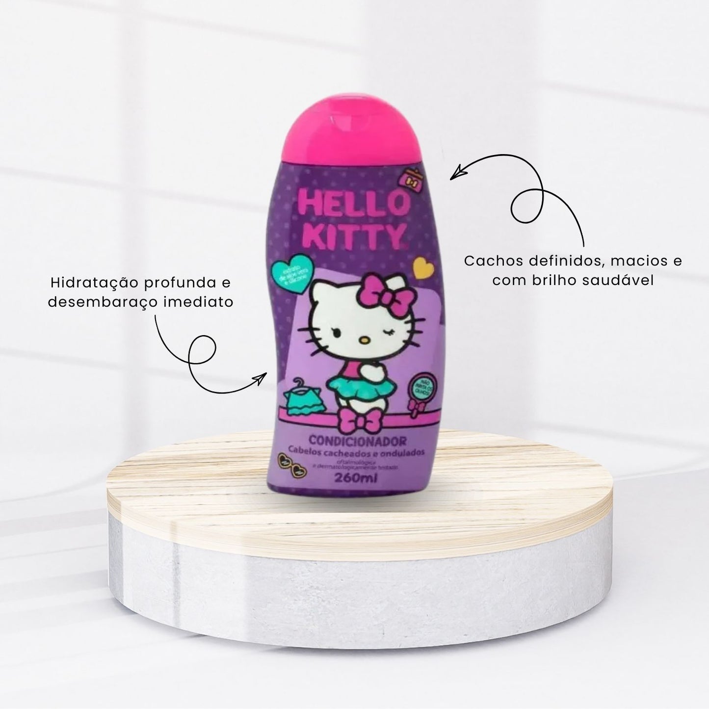 Kit Cia da Natureza Hello Kitty Shampoo e Condicionador Cabelos Cacheados 260 ml