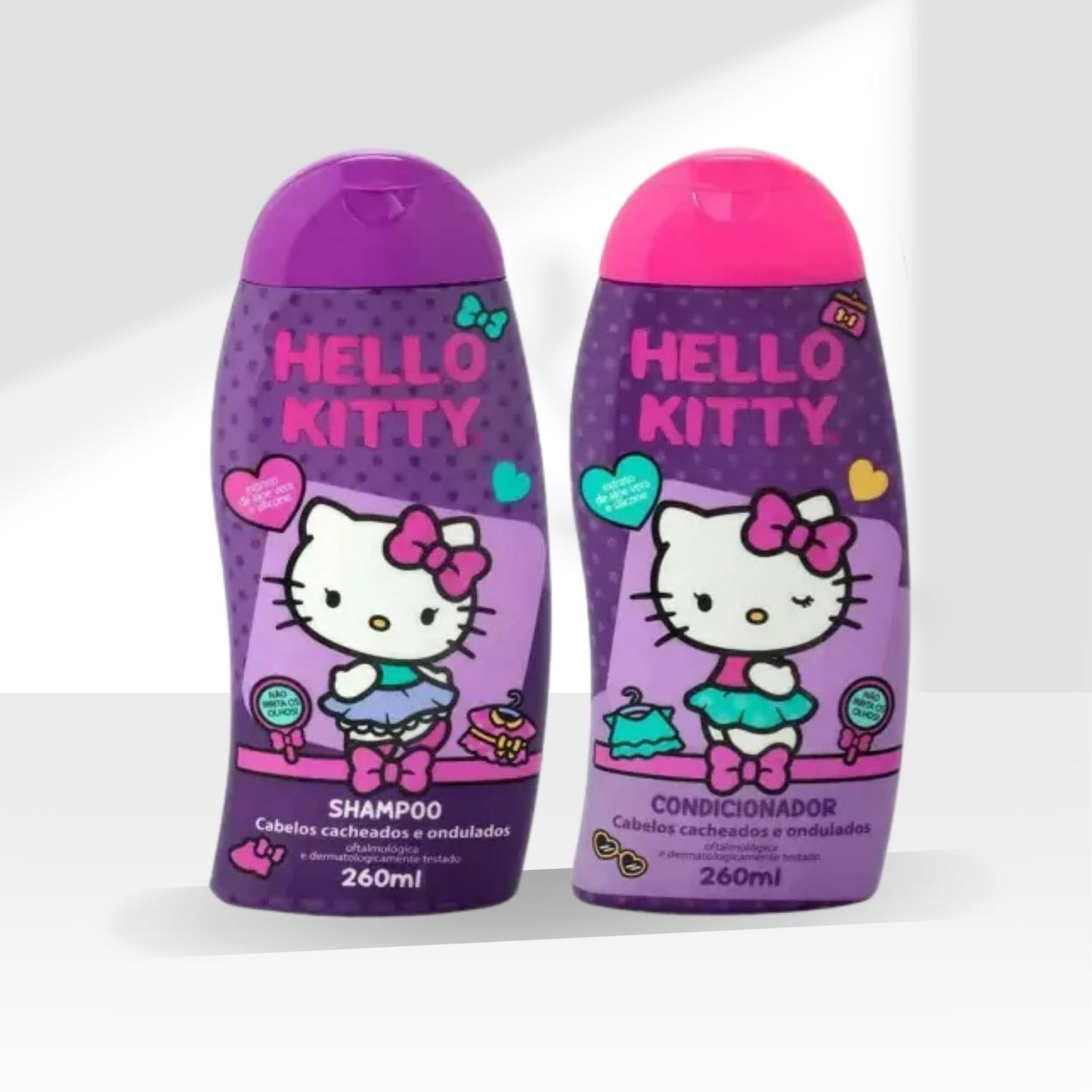Kit Cia da Natureza Hello Kitty Shampoo e Condicionador Cabelos Cacheados 260 ml