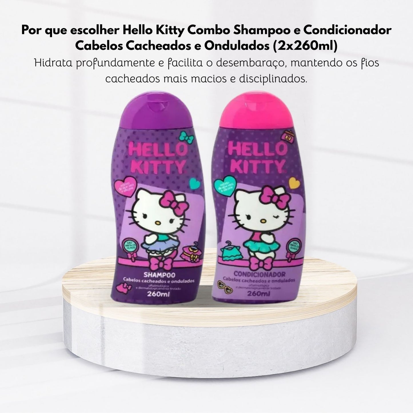 Kit Cia da Natureza Hello Kitty Shampoo e Condicionador Cabelos Cacheados 260 ml