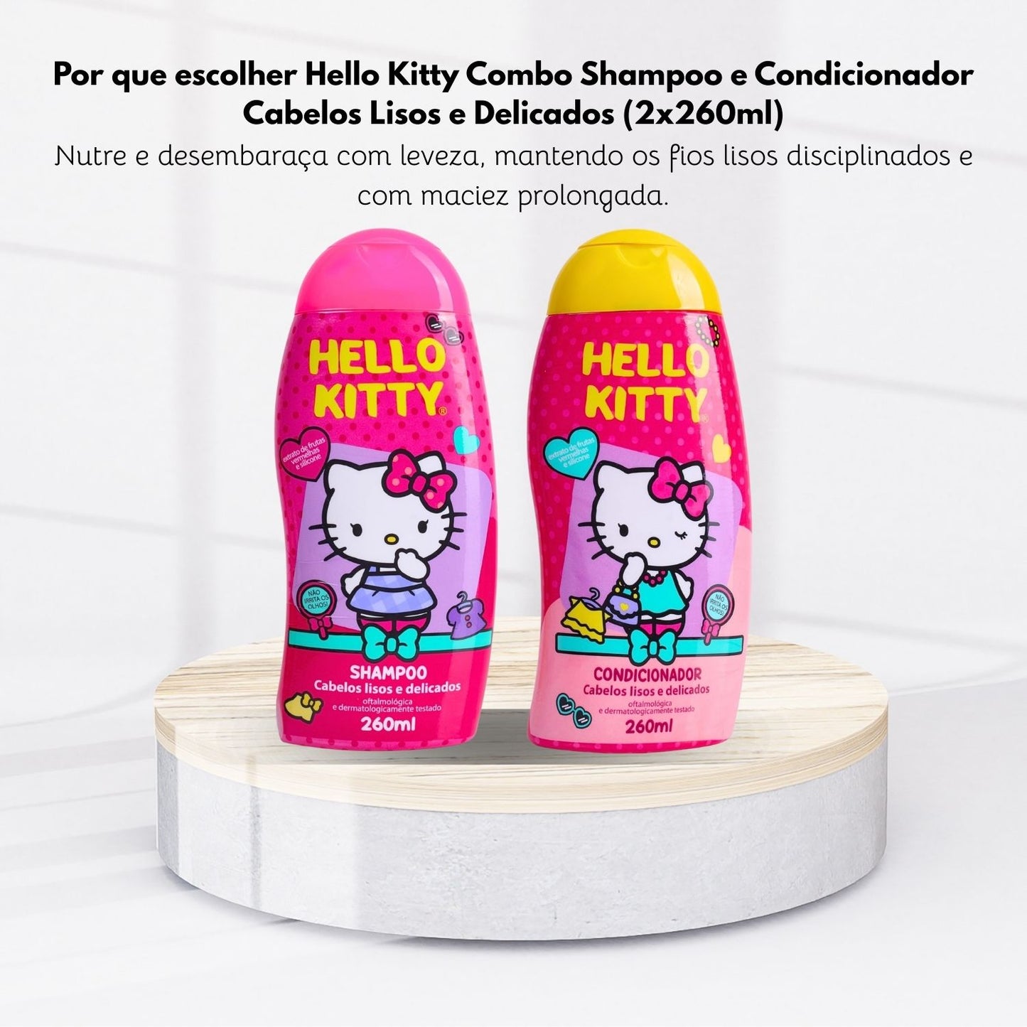 Kit Cia da Natureza Hello Kitty Shampoo e Condicionador Cabelos Lisos Delicados 260 ml